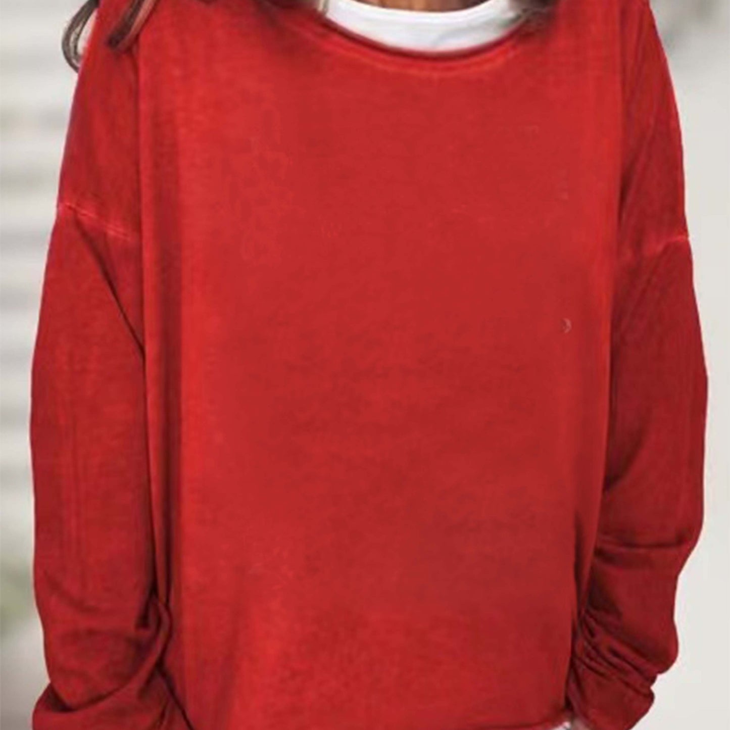 vlovelaw Solid Crew Neck Sweatshirt, Casual Long Sleeve Sweatshirt For Spring & Fall, Women's Clothing