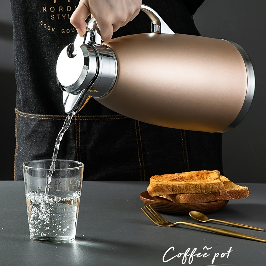 1pc Large Capacity Stainless Steel Insulation Kettle - Coffee Server with Heating, Water Warming, and Storage Functions for Home, Kitchen, Outdoor Camping, and Restaurant Use - Durable, Portable, and Space-Saving Design