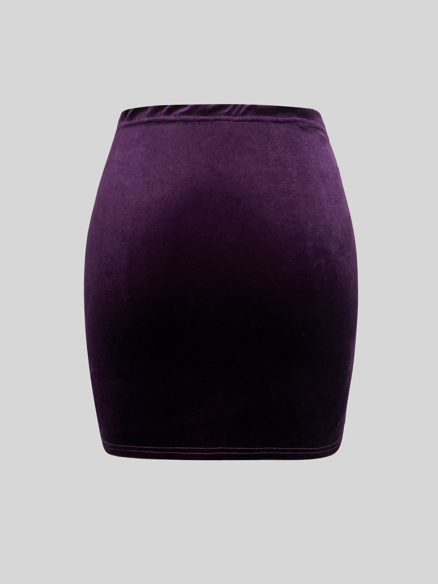 Solid Ruched Cross Velvet Skirt, Elegant Bodycon Skirt For Spring & Fall, Women's Clothing