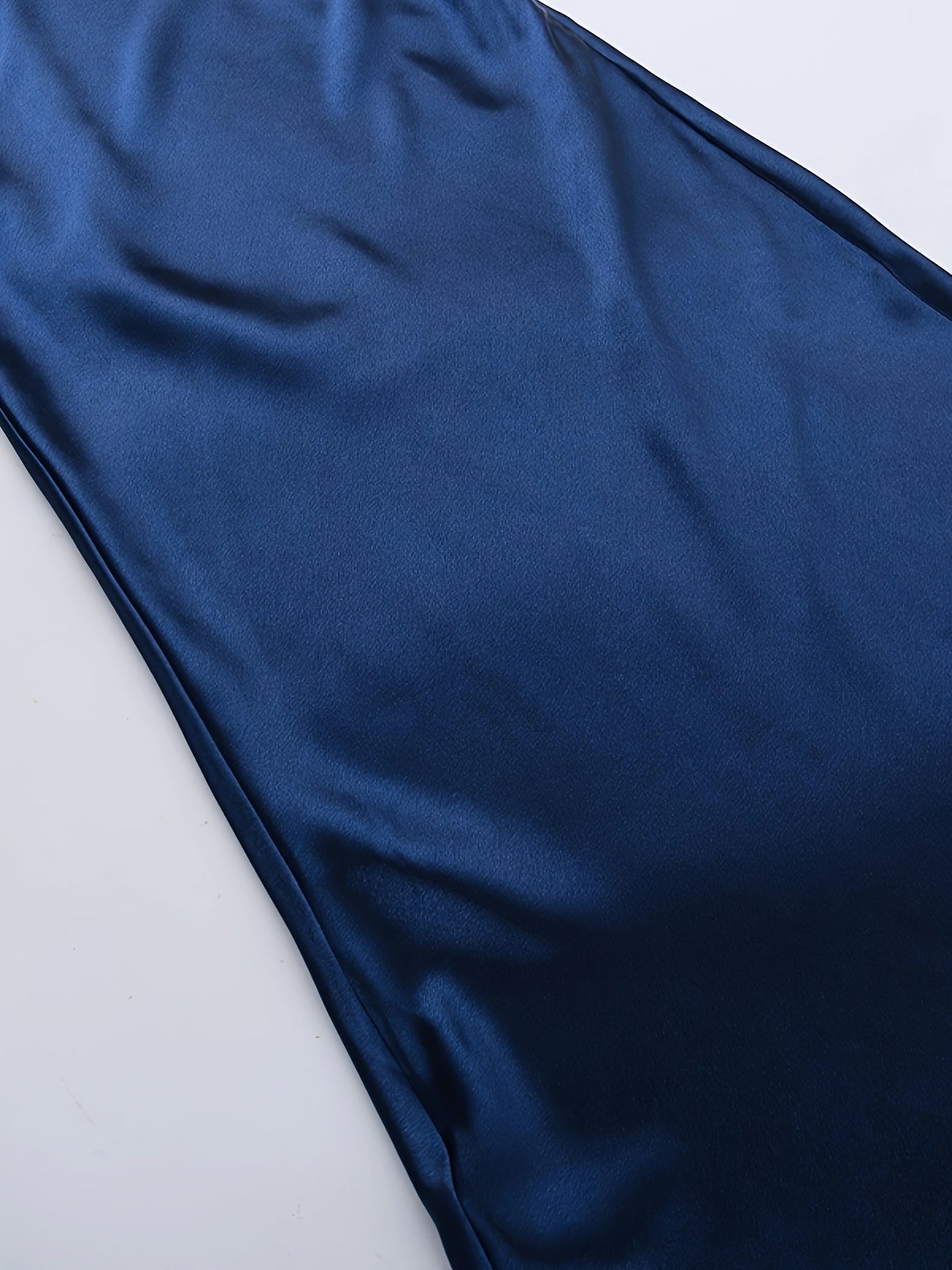 Halter Neck Backless Dress, Elegant Solid Ruched Sheath Floor Length Halter Dress, Women's Clothing