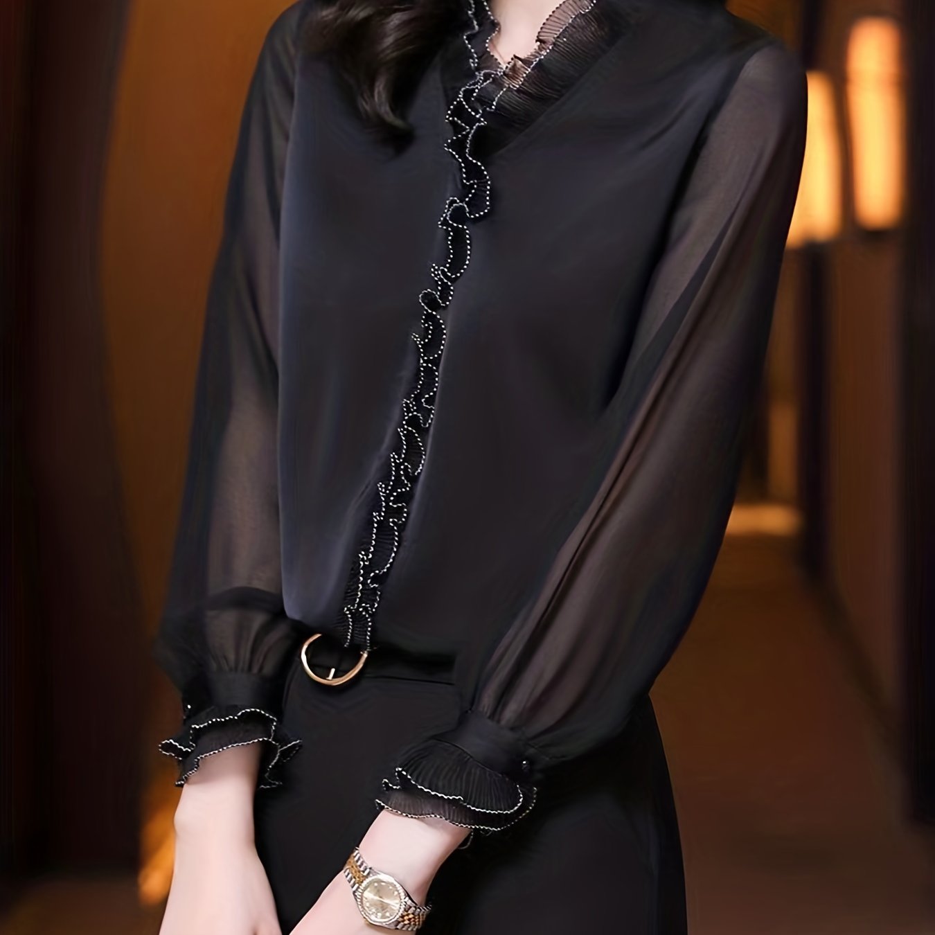 vlovelaw Long Sleeve Blouse, Elegant Casual Top, Women's Clothing
