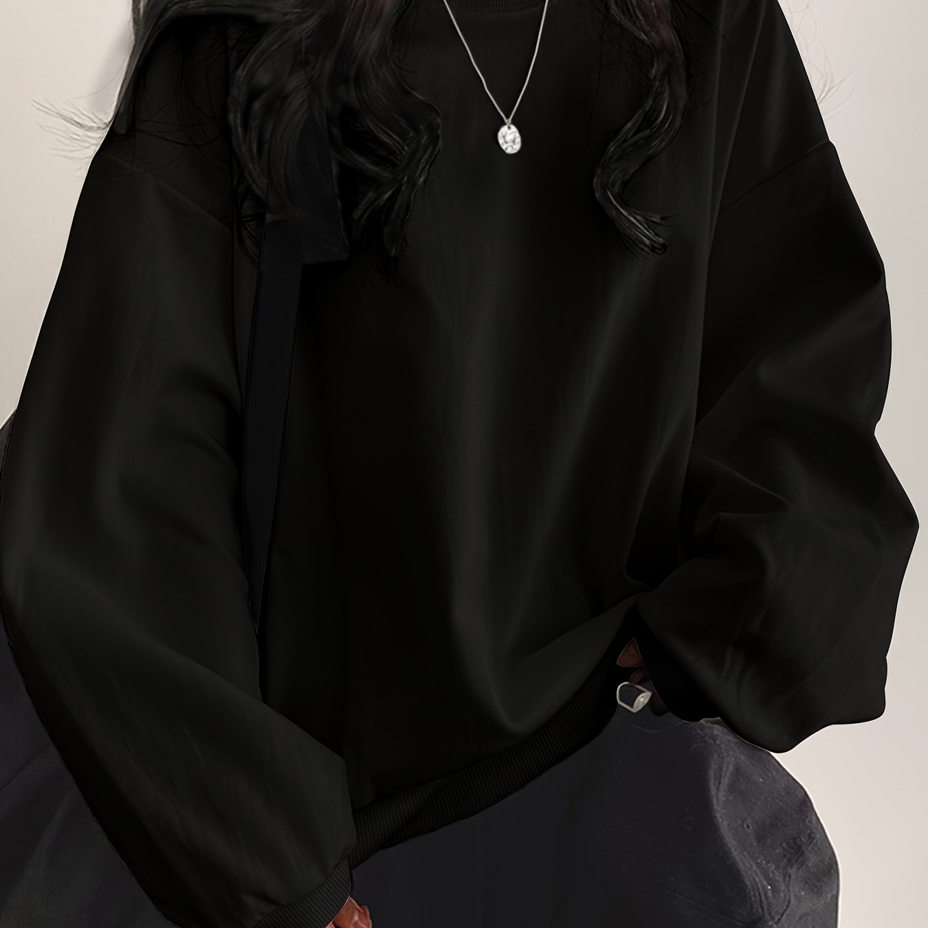 vlovelaw Solid Color Pullover Sweatshirt, Casual Long Sleeve Crew Neck Sweatshirt For Fall & Winter, Women's Clothing