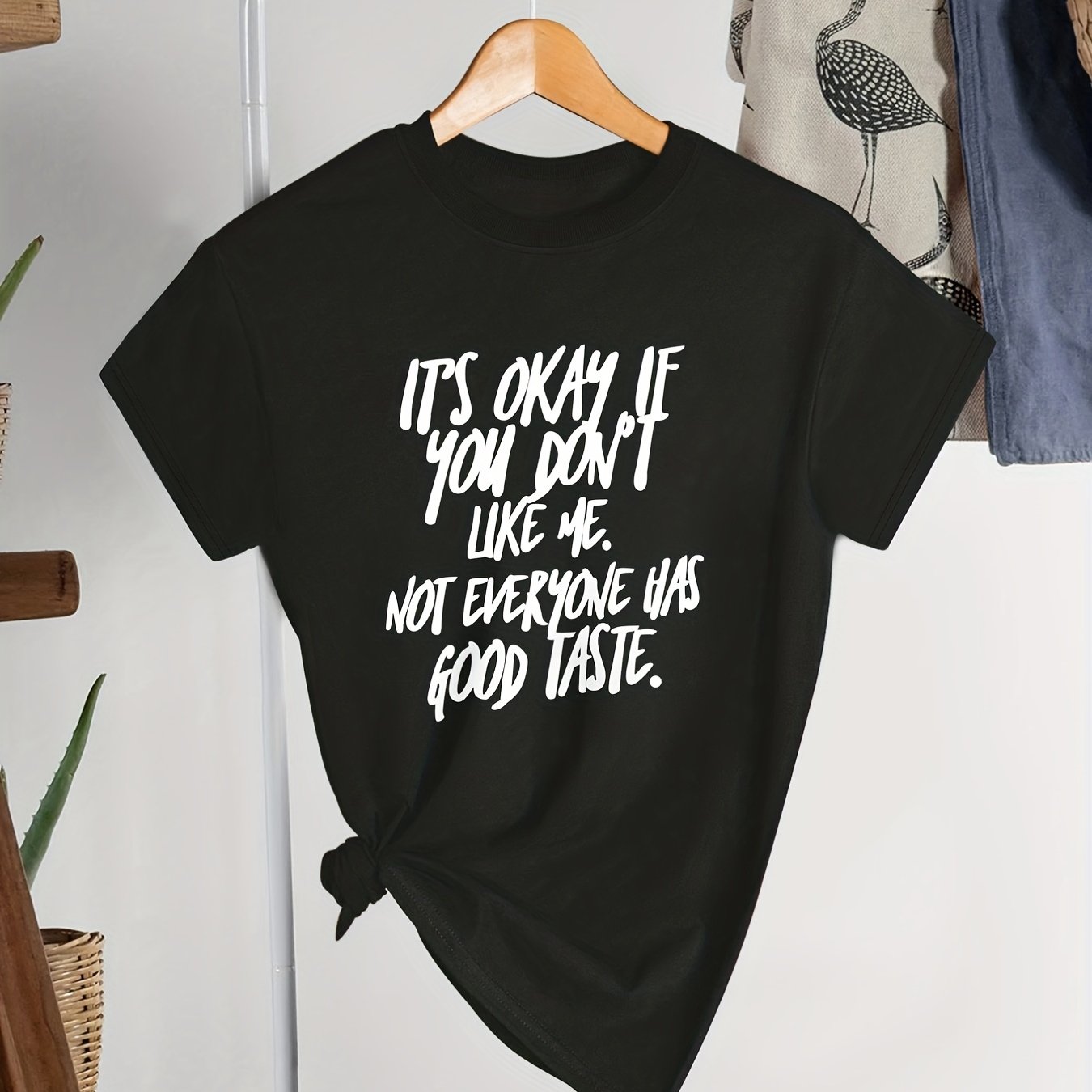 Plus Size Slogan Print Short Sleeve T-shirt, Women's Plus Slight Stretch Round Neck Casual T-shirt