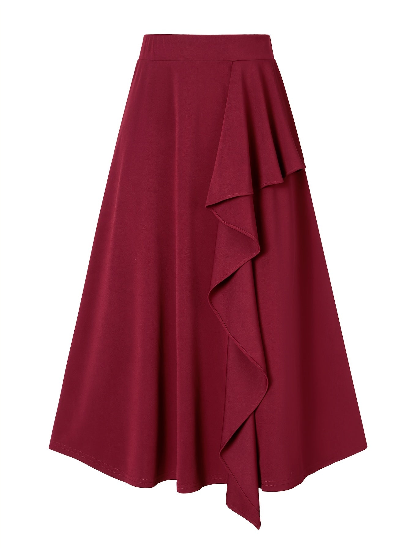 Solid Irregular Trim Skirt, Casual High Waist Skirt For Spring & Summer, Women's Clothing
