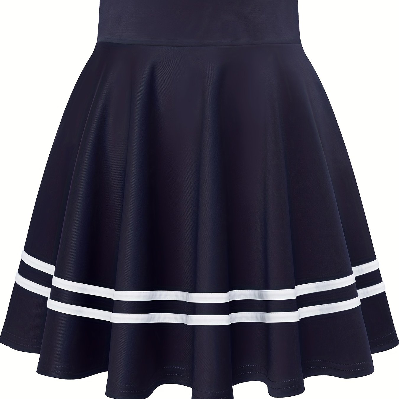 vlovelaw Striped A-Line Skater Skirt, Versatile High Waist Skirt For Spring & Summer, Women's Clothing