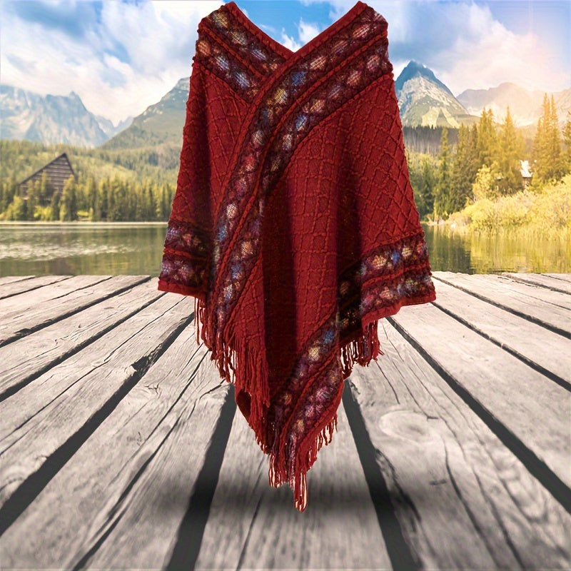 vlovelaw 1 Piece Colorful Argyle Textured Winter Scarf, Windproof Warm Tassel Fashion Wraps Pashmina Scarf