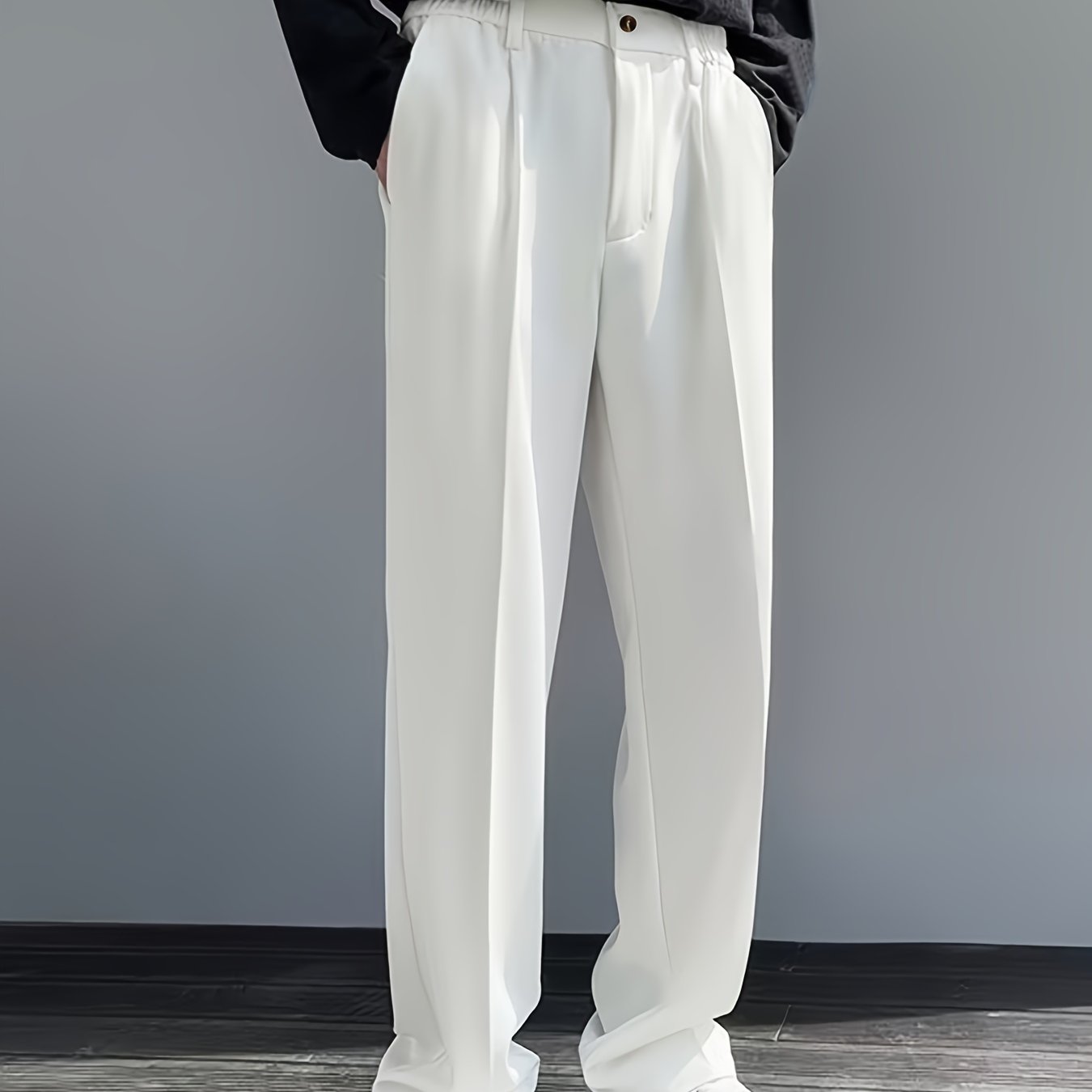 vlovelaw Men's Stylish Loose Solid Pants With Pockets, Casual Breathable Comfy Trousers For City Walk Street Hanging Outdoor Activities