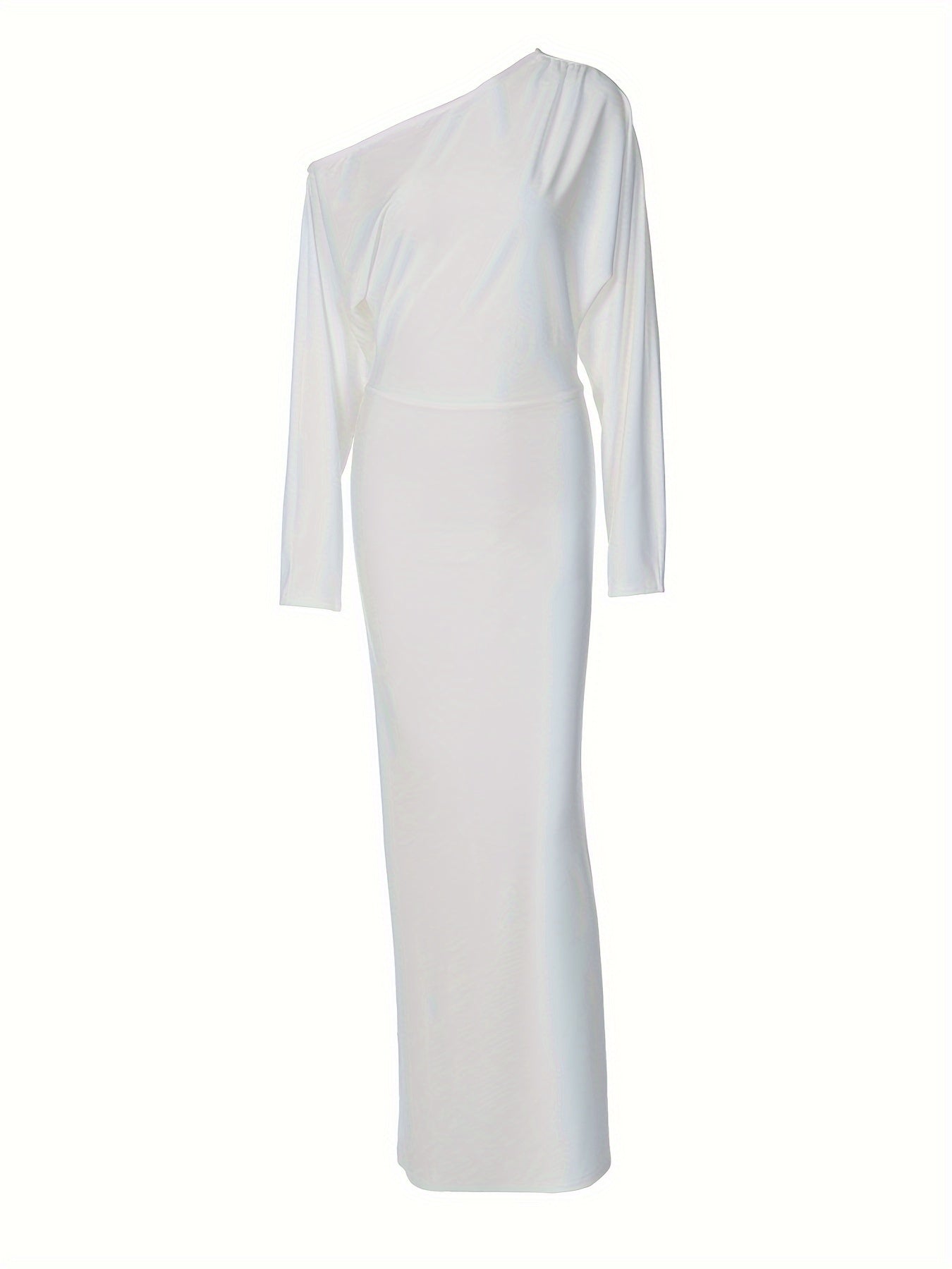 vlovelaw Solid Cut Out Asymmetric Bodycon Dress, Elegant Long Sleeve Dress, Women's Clothing