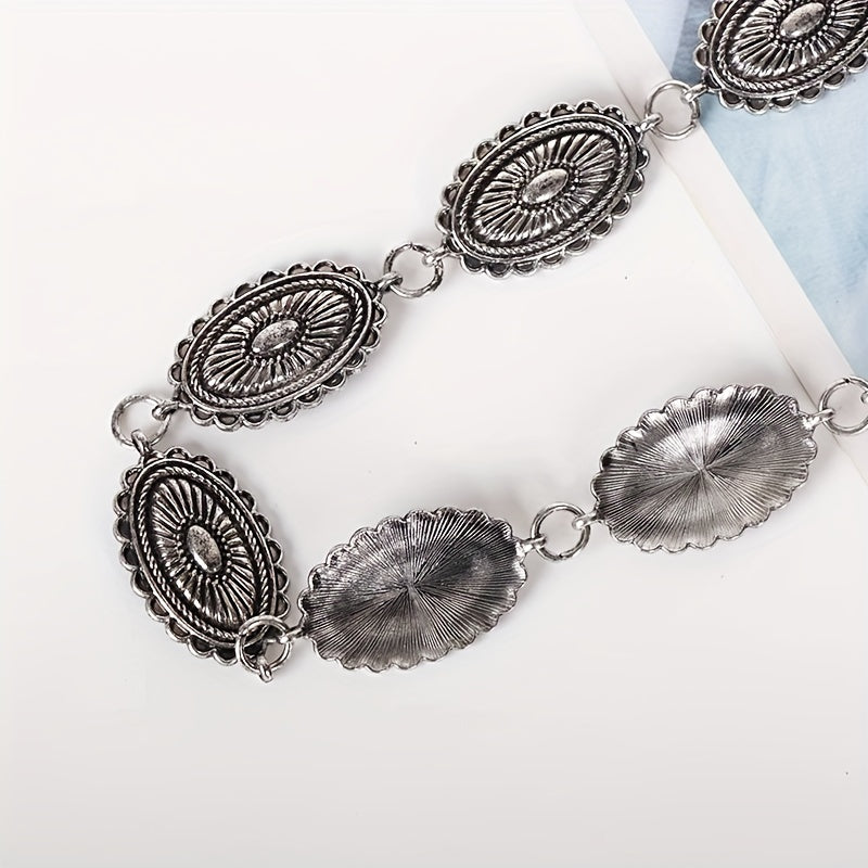 vlovelaw Retro Carved Silvery Chain Boho Metal Waist Chain Belt Casual Skirt Pants Decorative Waistband