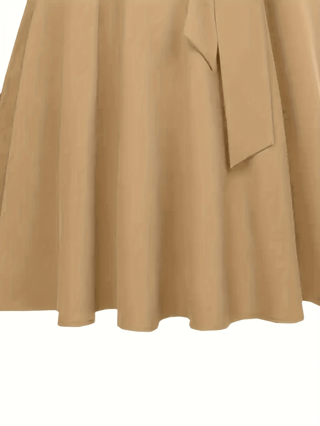 Plus Size Casual Skirt, Women's Plus Solid Knot Front High Rise A-line Midi Skirt
