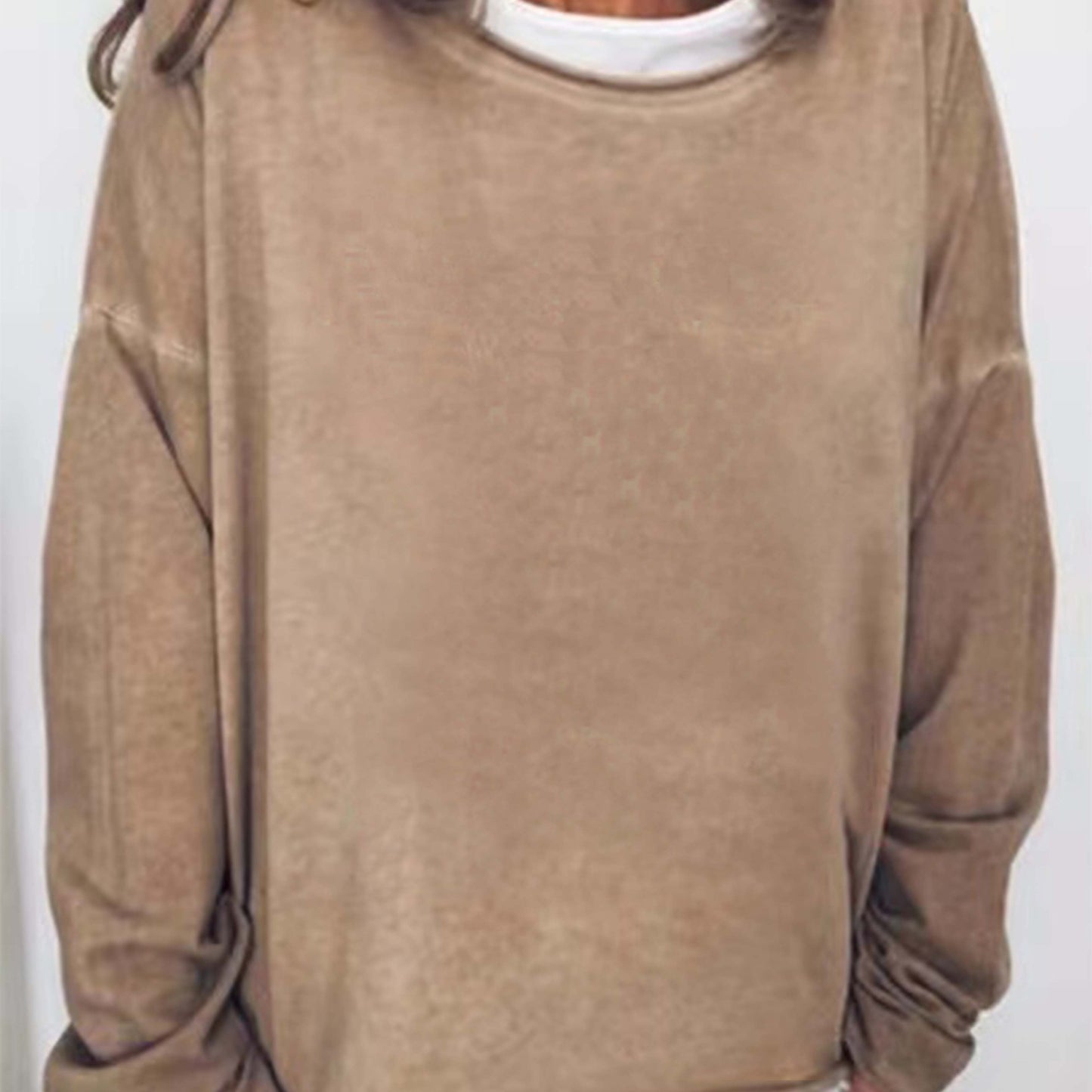 vlovelaw Solid Crew Neck Sweatshirt, Casual Long Sleeve Sweatshirt For Spring & Fall, Women's Clothing