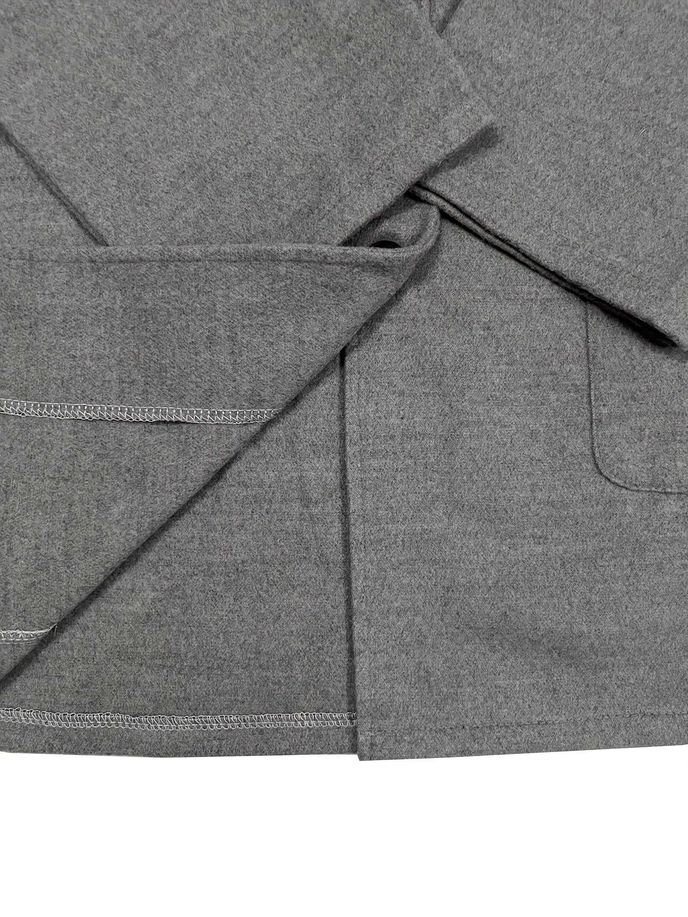vlovelaw Plus Size Casual Coat, Women's Plus Solid Long Sleeve Button Up Stand Collar Tunic Coat With Pockets