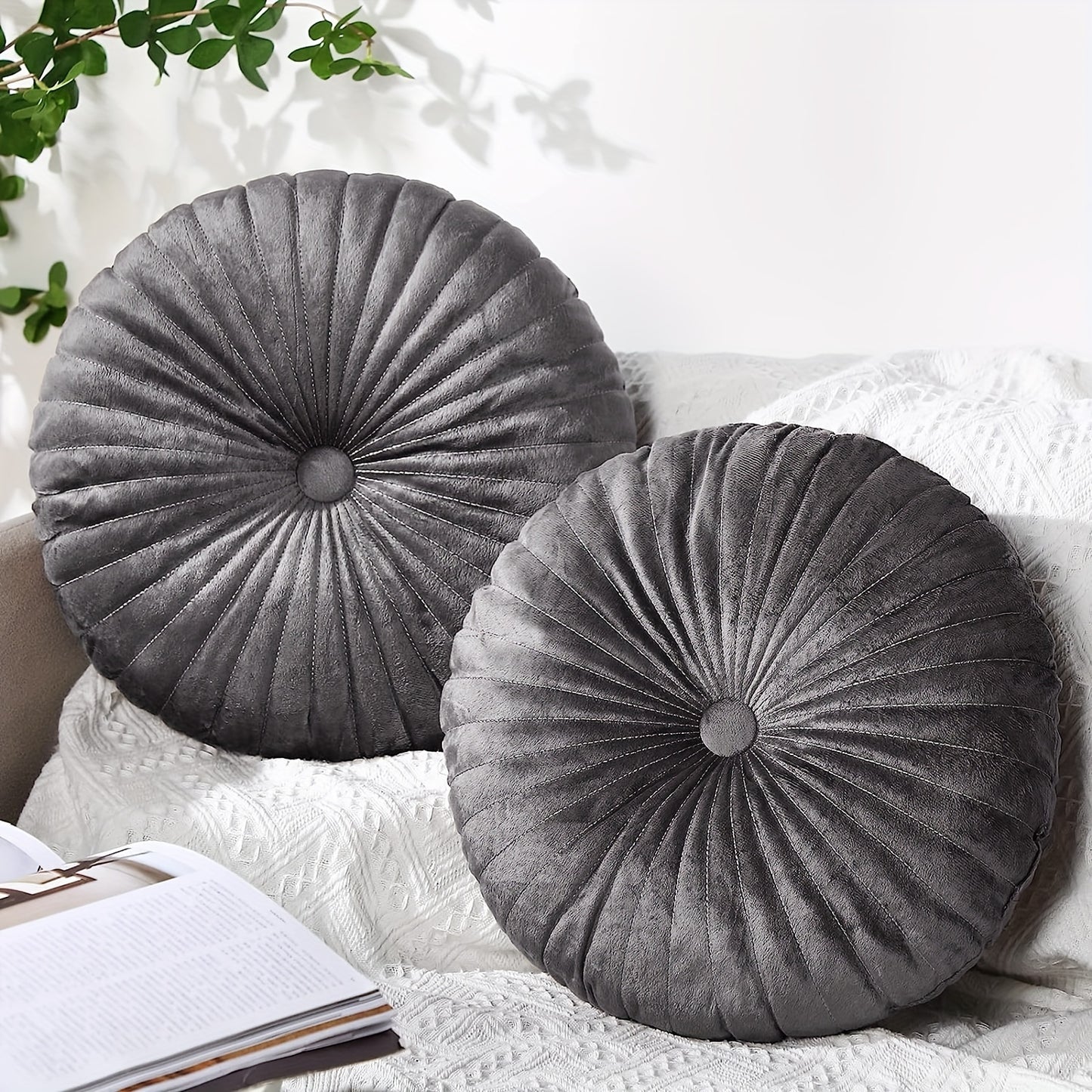 1pc Nordic Wind Ins Throw Pillow Round Pillow Cushion Waist Pillow Living Room Sofa Decoration Wheels Futon Simple Wind Bay Window Cushion Plain Pumpkin Throw Pillow