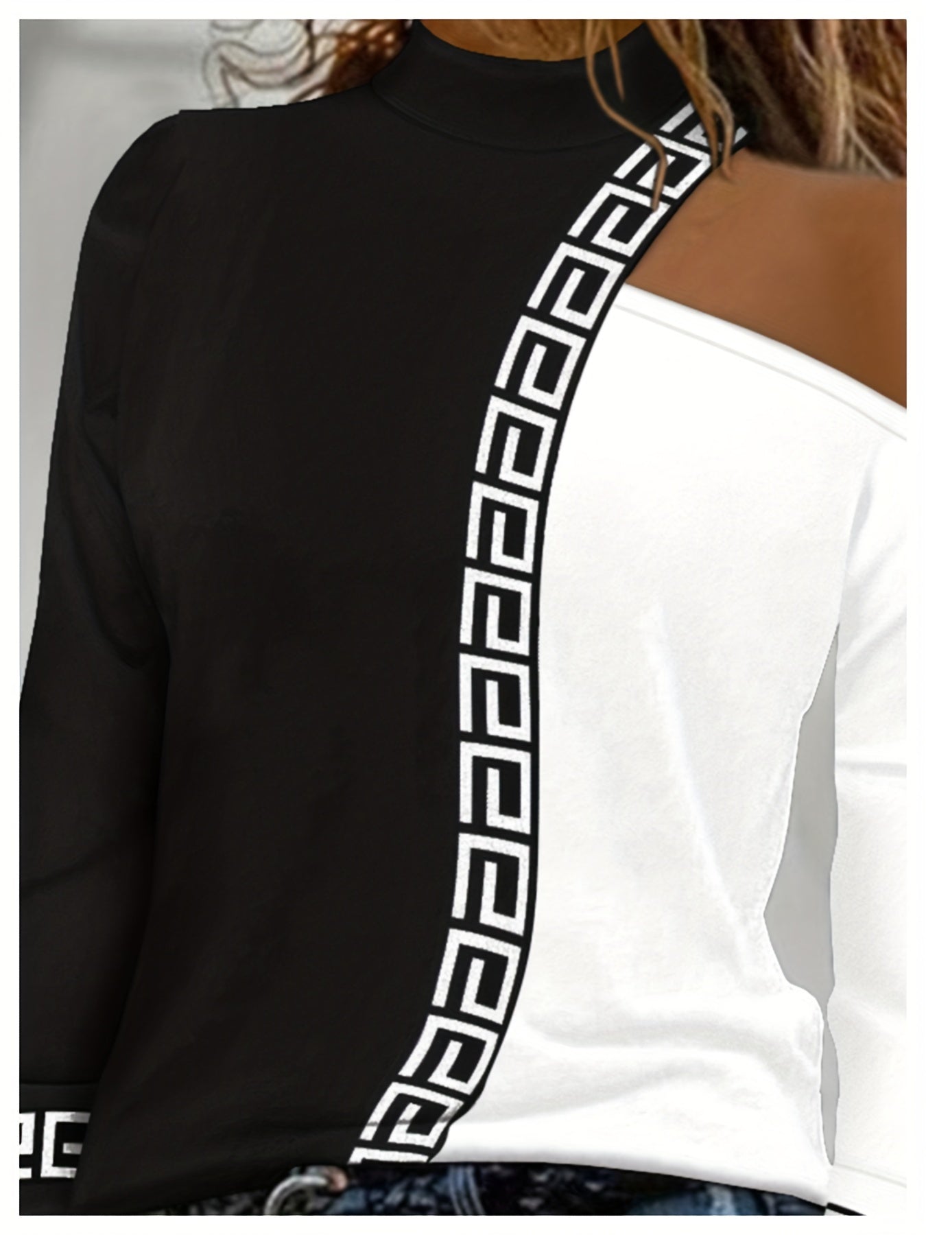 vlovelaw  Color Block Cut Out T-shirt, Casual Long Sleeve T-shirt For Spring & Fall, Women's Clothing