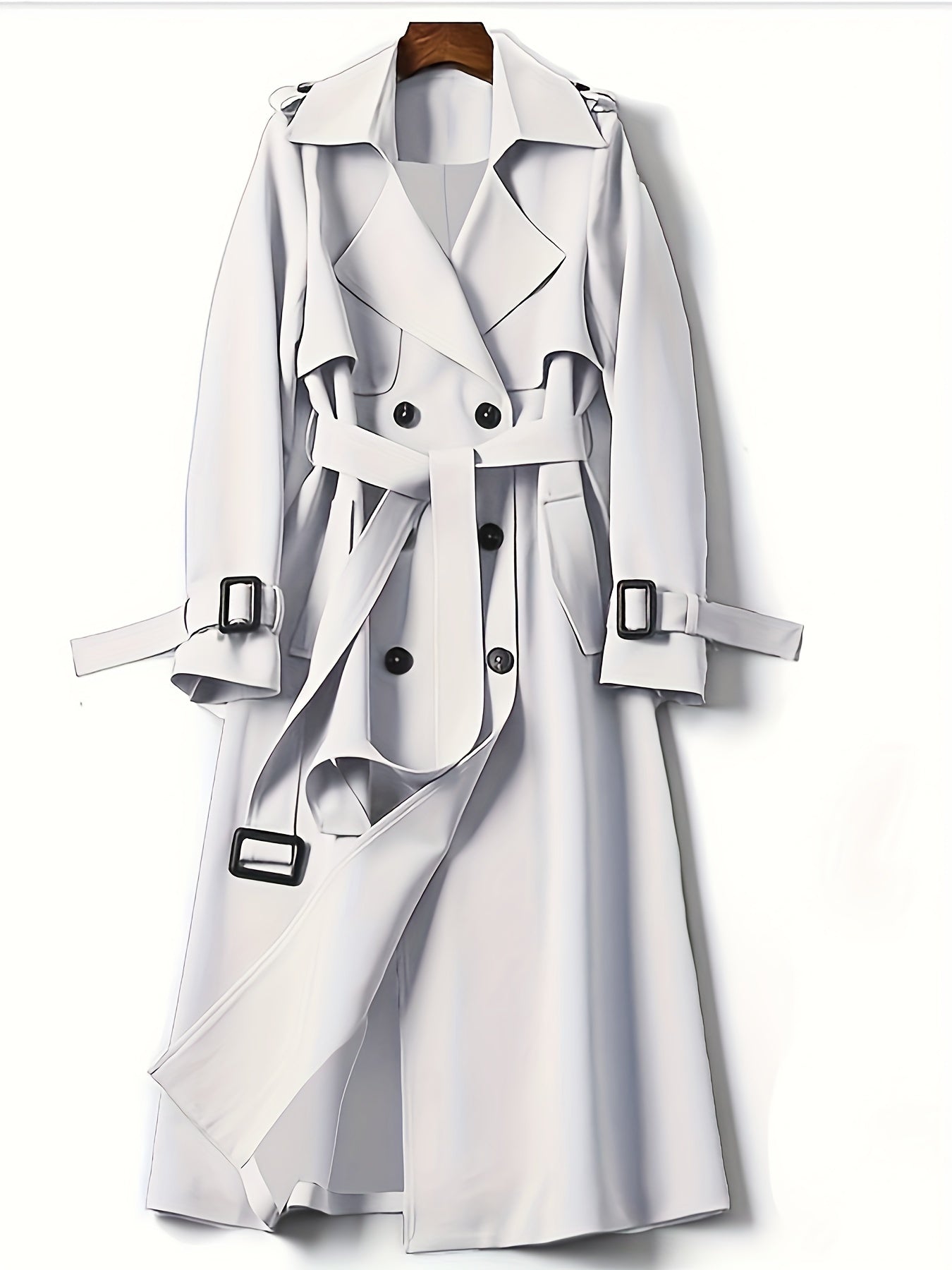 Double Breasted Trench Coat, Casual Lapel Long Sleeve Outerwear, Women's Clothing