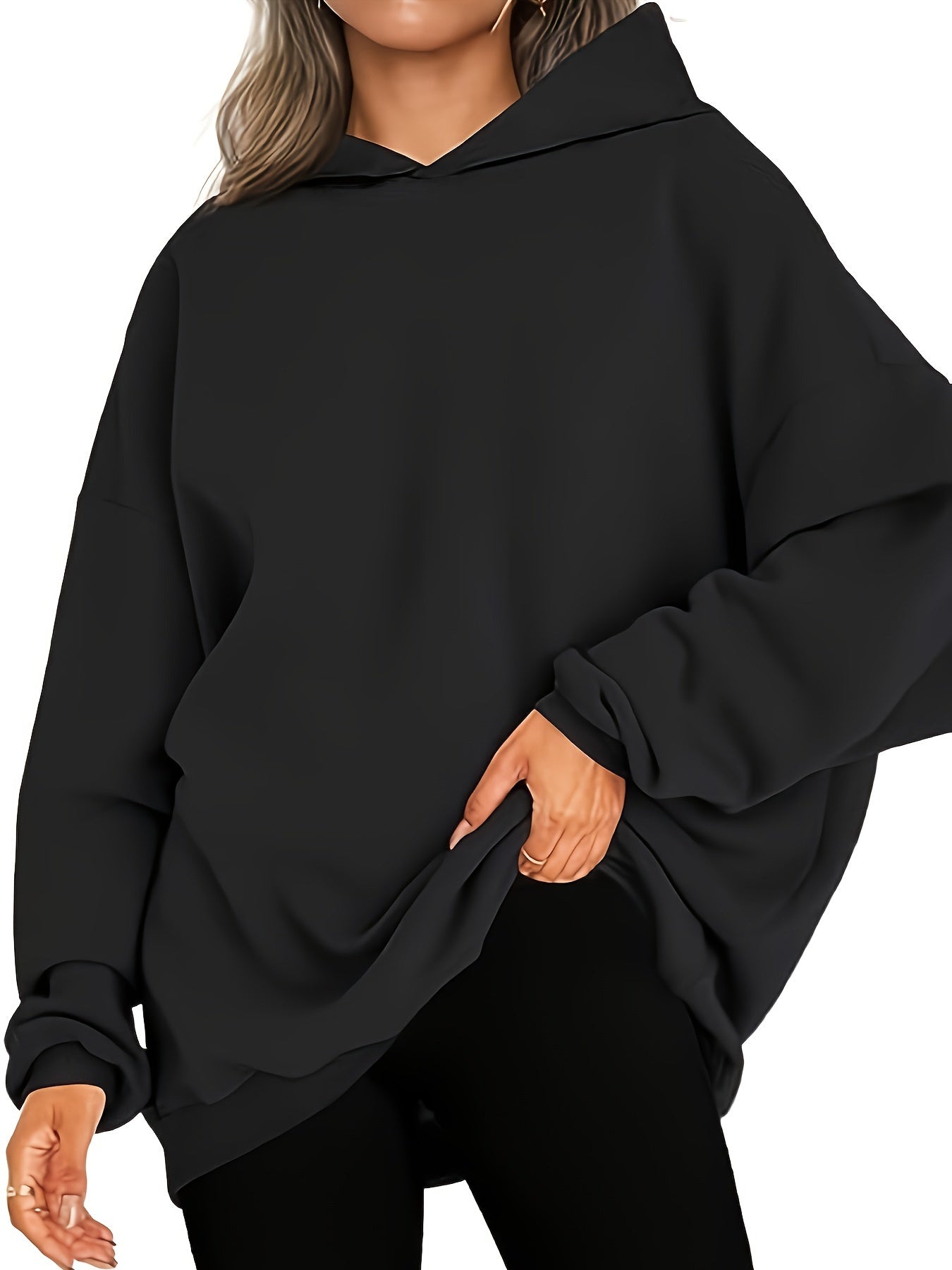 Solid Long Sleeve Hoodie, Casual Hoodies Sweatshirt For Fall & Winter, Women's Clothing