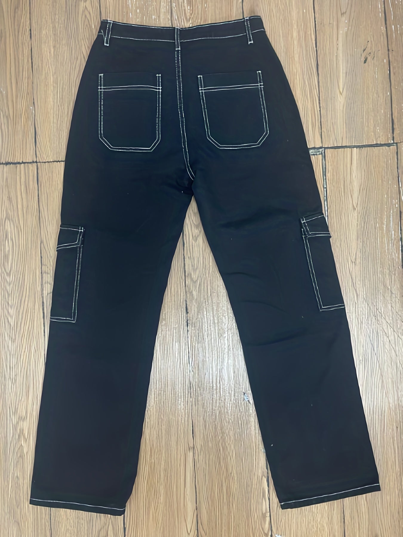 vlovelaw Army Green Cargo Pants, Flap Pockets High Waist Loose Fit Non-Stretch Casual Denim Pants, Y2K Kpop Vintage Style, Women's Denim Jeans & Clothing
