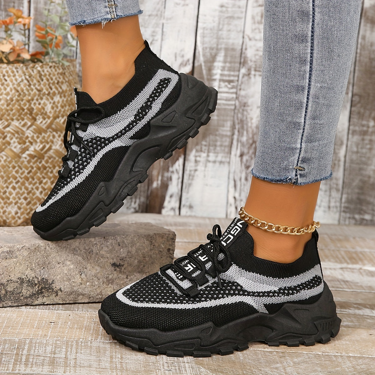 vlovelaw Women's Breathable Mesh Platform Sneakers, Casual Lace Up Outdoor Shoes, Comfortable Low Top Sport Shoes