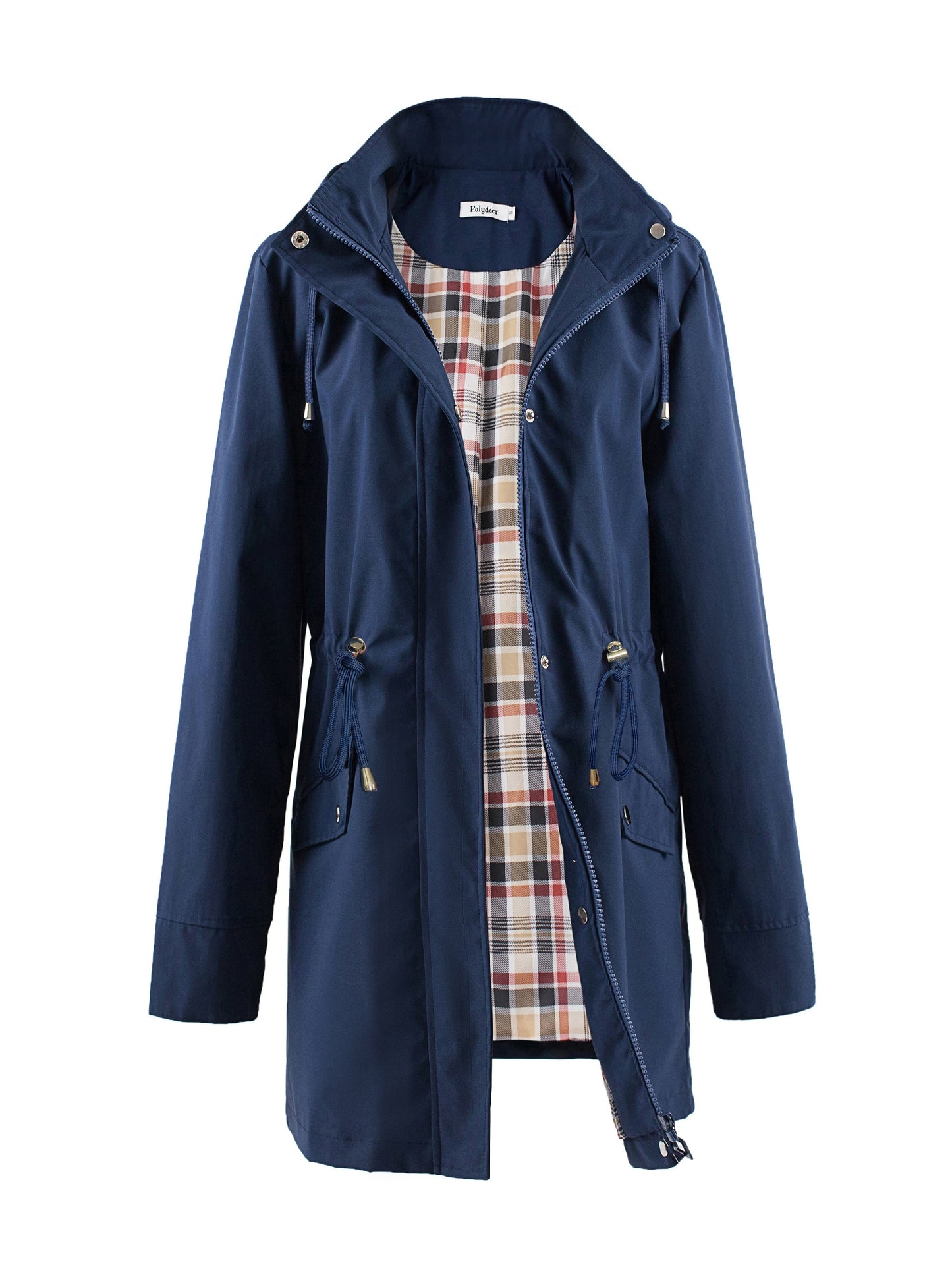 vlovelaw Drawstring Waist Hooded Zip Up Coat, Casual Long Sleeve Coat For Fall & Winter, Women's Clothing