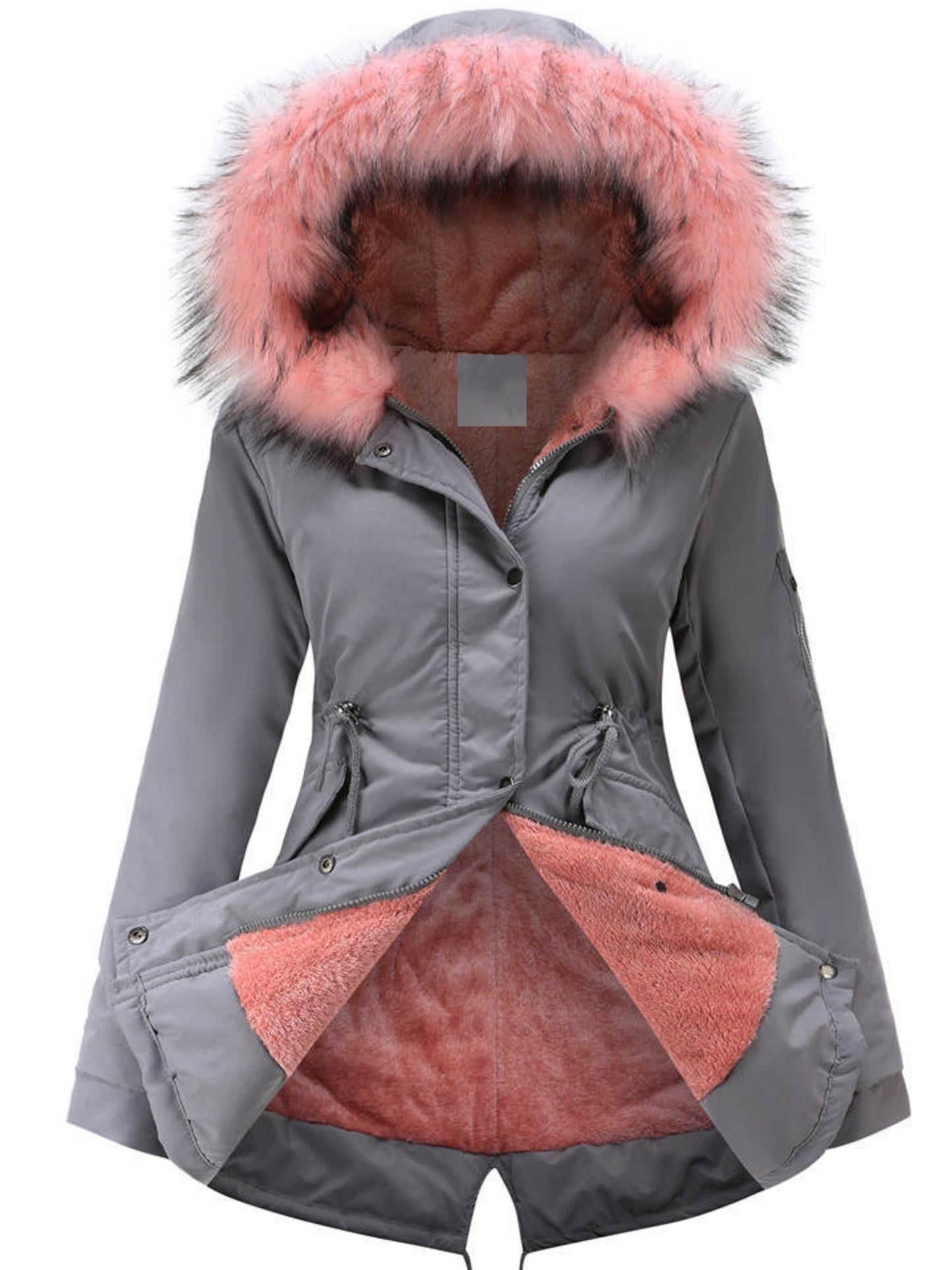 Cozy Faux Fur Lined Parka Hoodie - Soft, Thermal, Long Sleeve, Drawstring Waist, Zip-up, Casual, Warm Winter Coat for Women - Fall and Winter Essential