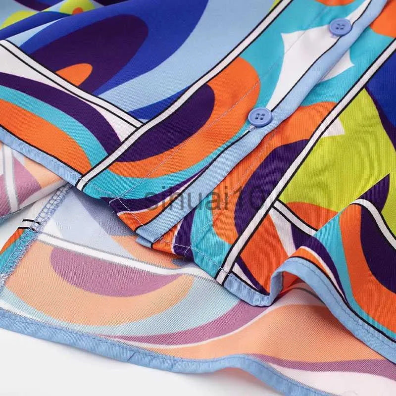 Women's Blouses Shirts ZATRHMBM Printed Woman Shirts Vintage Long Sleeve Top Button Turn-down Collar Oversized Shirt Elegant Chic Ladies Blouse J230621