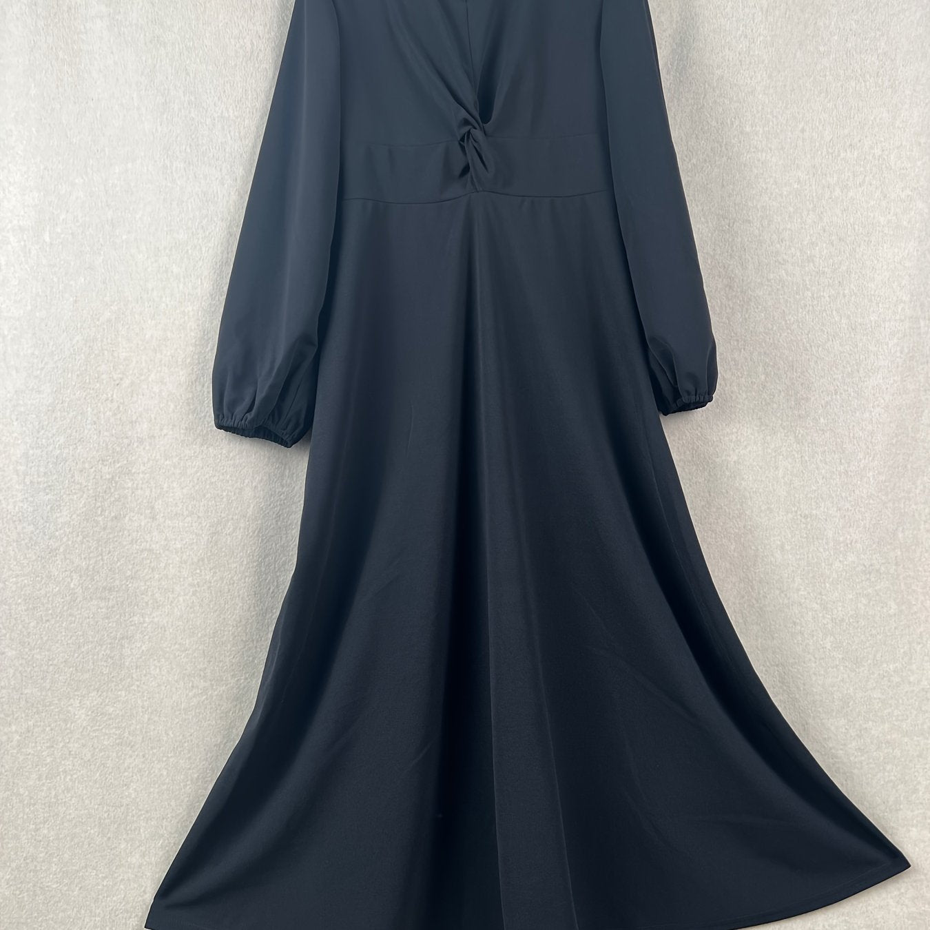 vlovelaw Twist Front Lantern Sleeve Dress, Chic V Neck A-line Dress For Spring & Fall, Women's Clothing