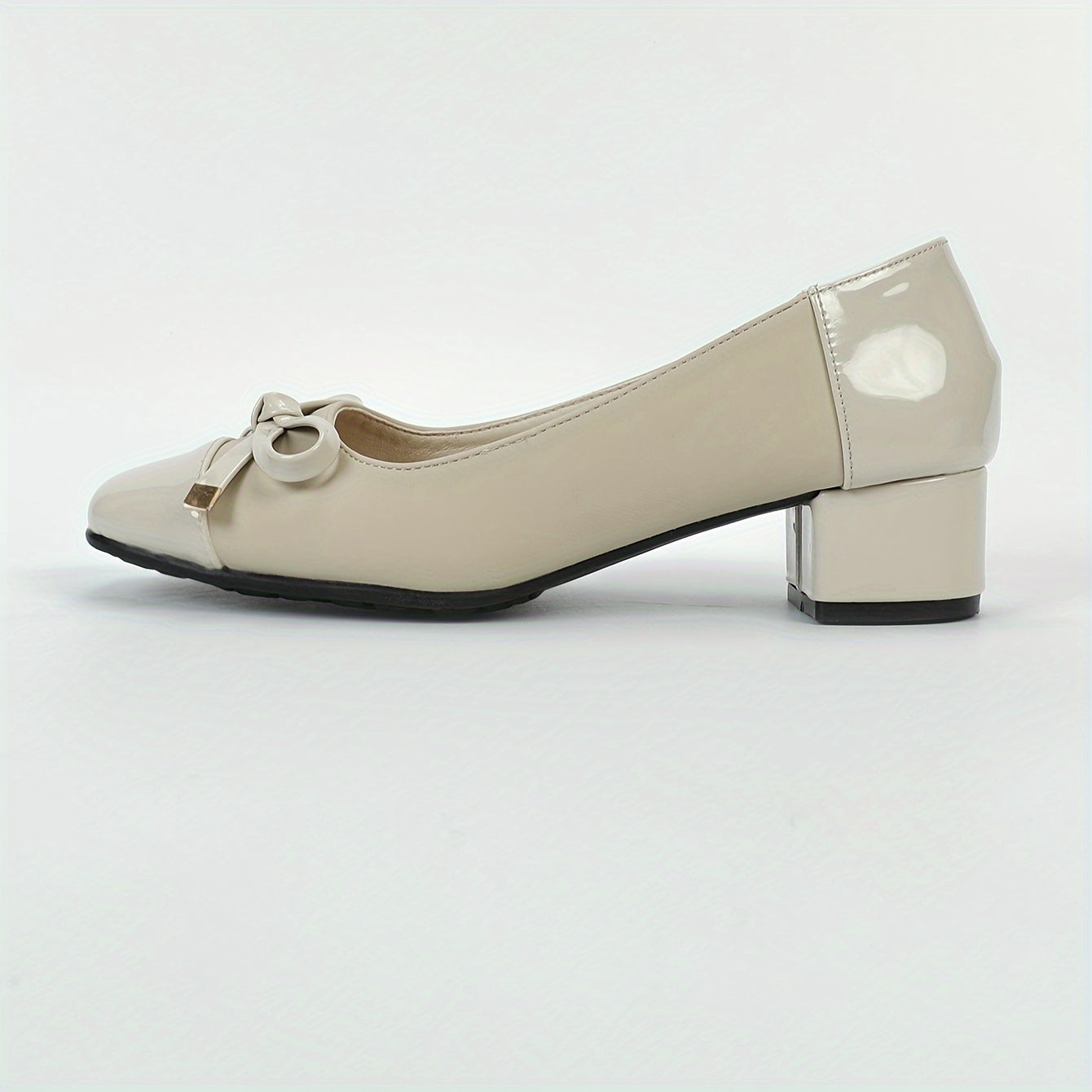 vlovelaw  Women's Low Heel Bowknot Pumps, Round Toe Slip-on Chunky Heel, Comfortable Casual Shoes