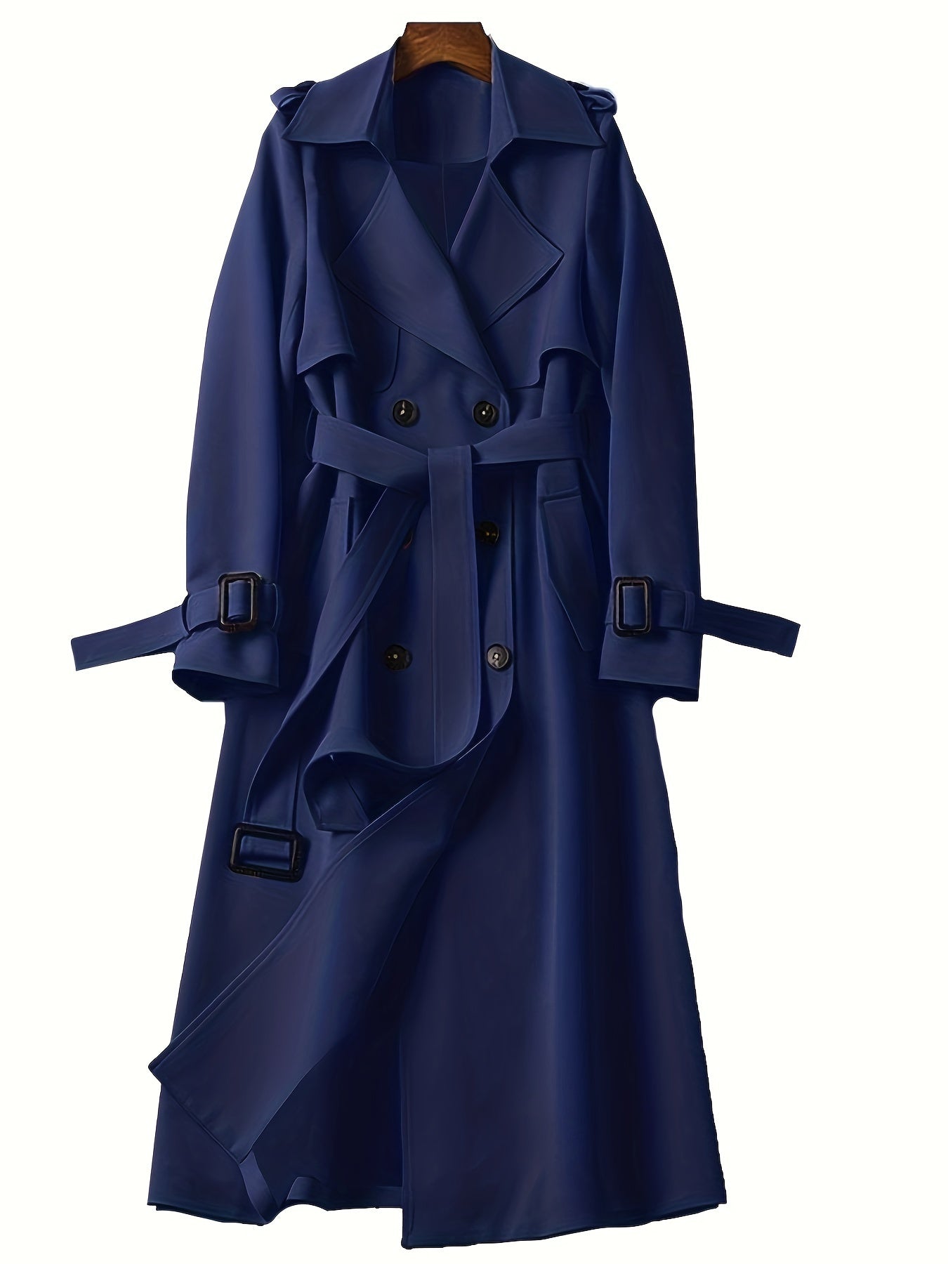 Double Breasted Trench Coat, Casual Lapel Long Sleeve Outerwear, Women's Clothing