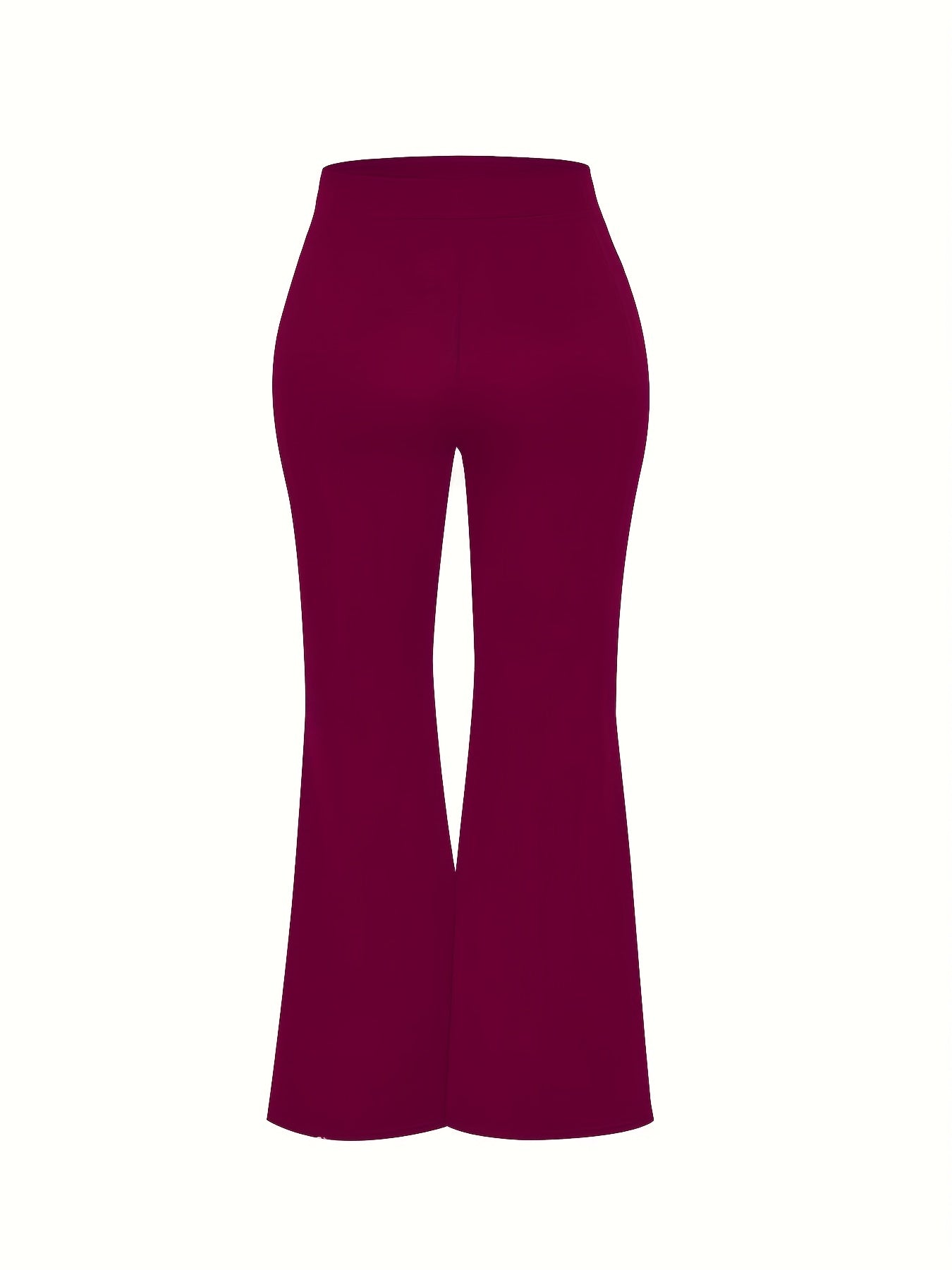 vlovelaw Solid High Waist Pants, Casual Flared Leg Slim Versatile Pants, Women's Clothing
