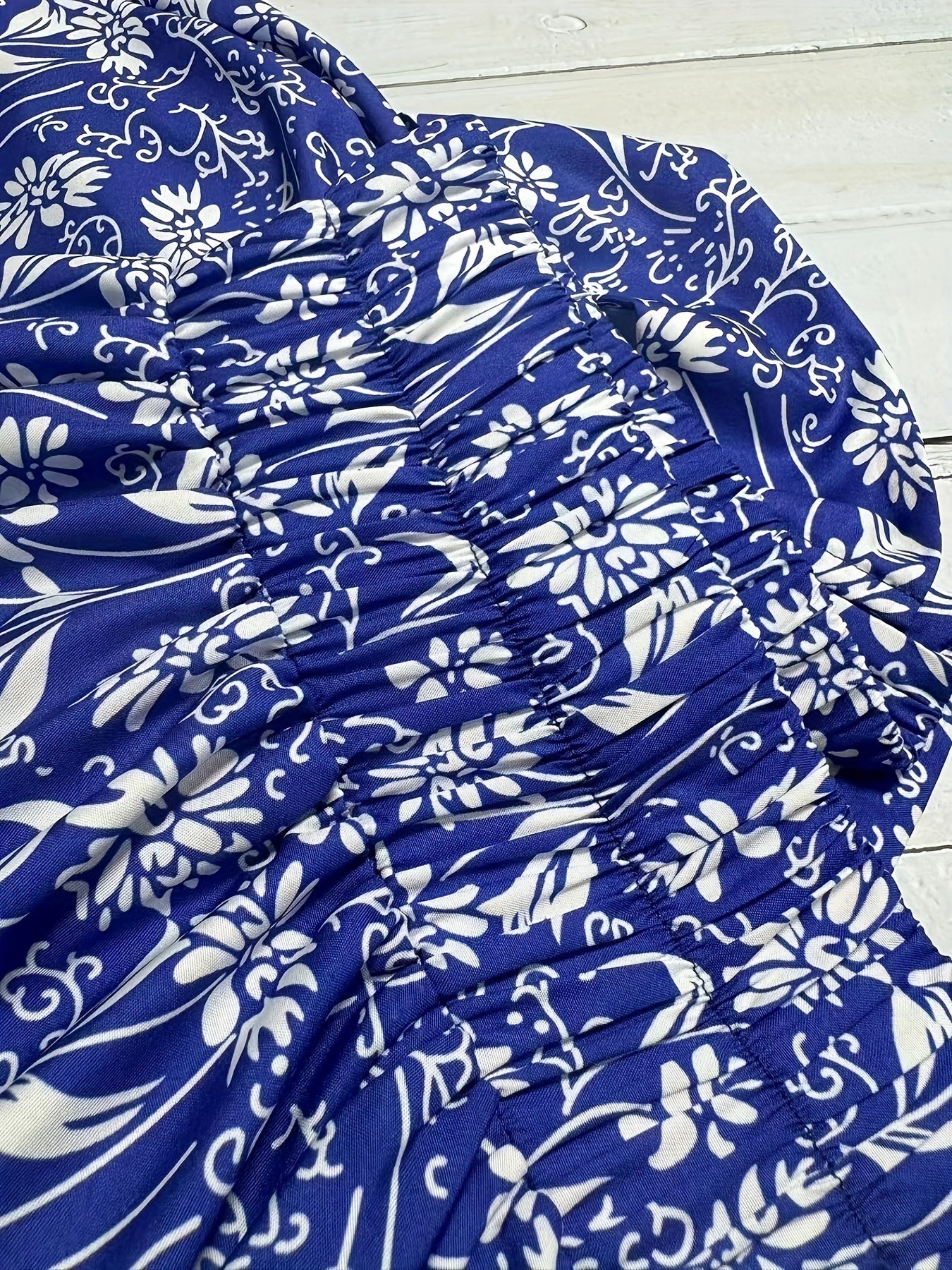 Plus Size Elegant Skirt, Women's Plus Floral Print Knot Front Elastic High Rise Asymmetric Hem Swing Maxi Skirt