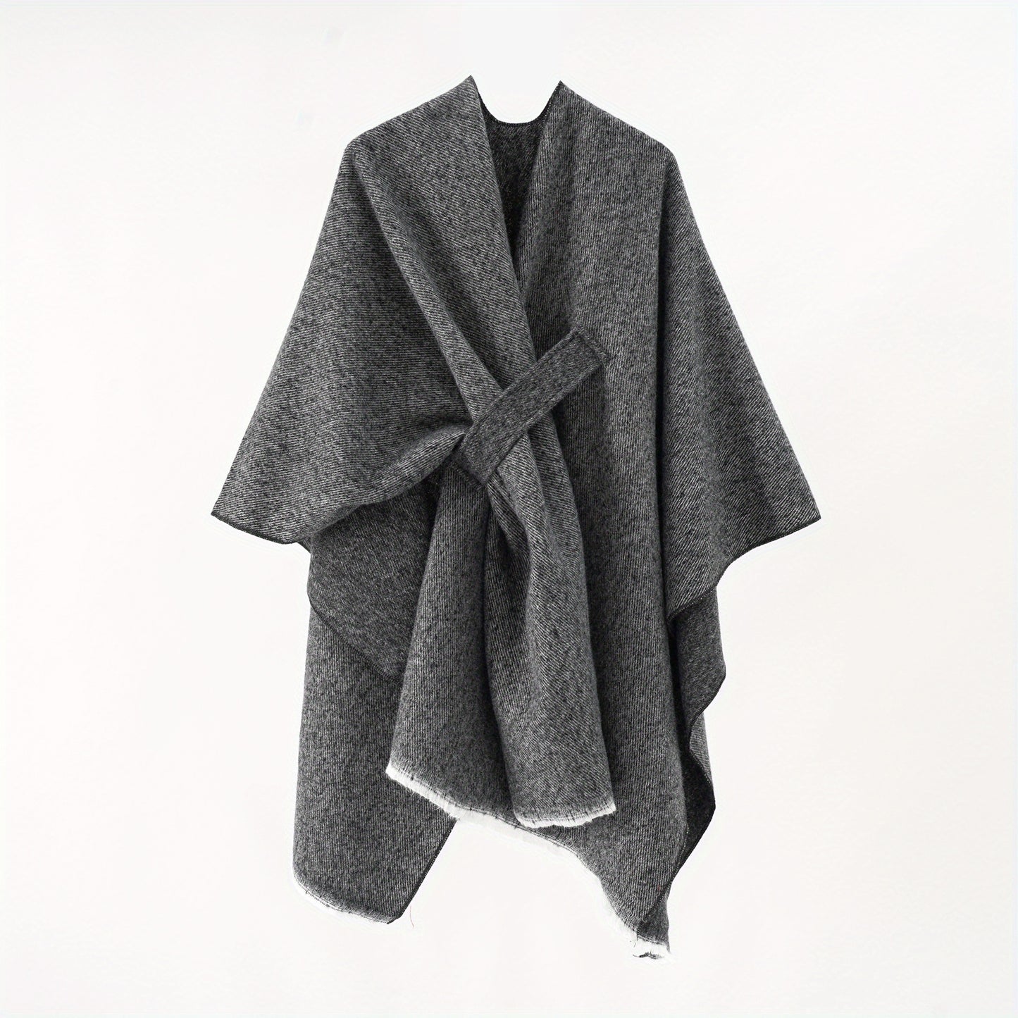Solid Color Comfortable Shawl With Sleeves, Multifunctional Outdoor Windproof And Coldproof Cloak