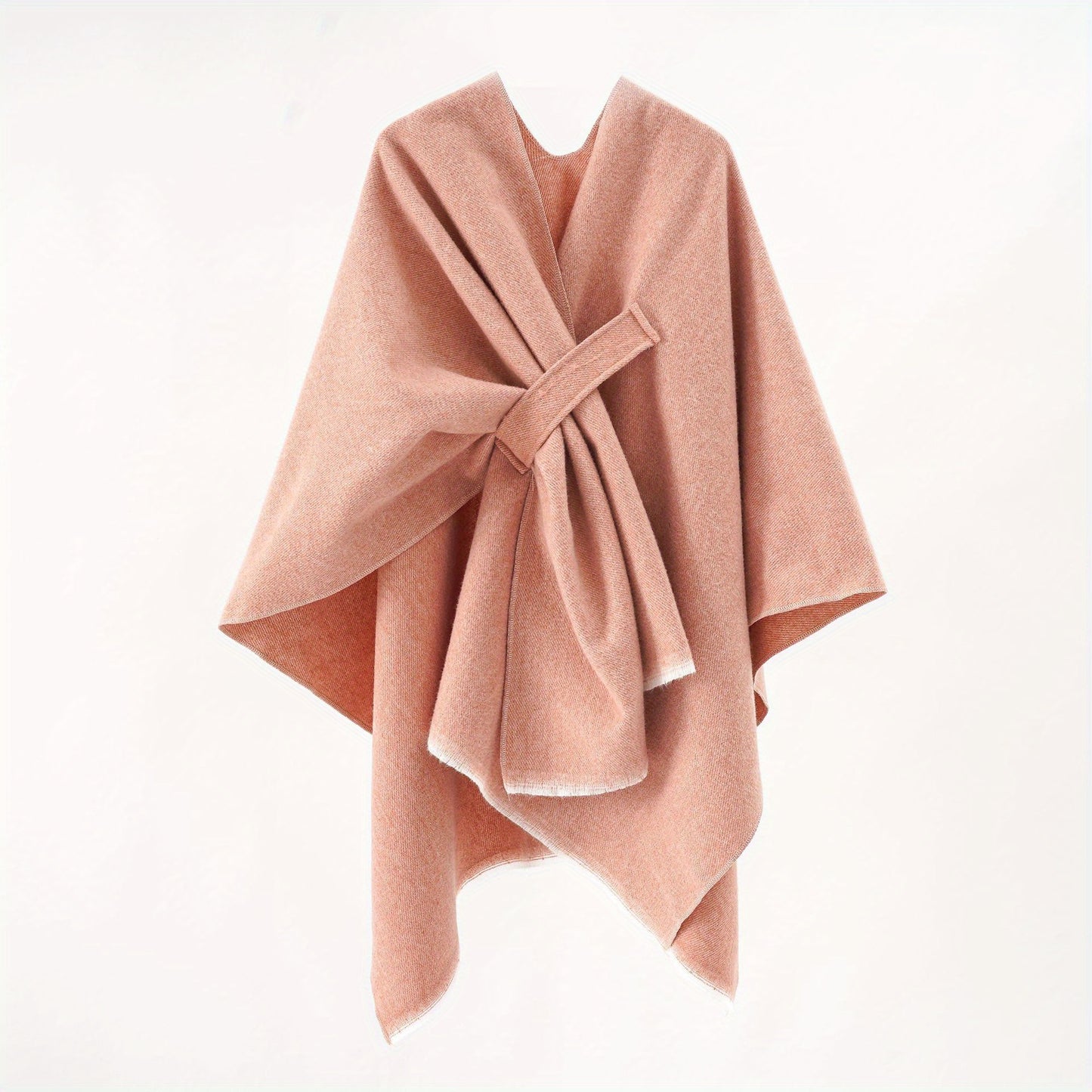 Solid Color Comfortable Shawl With Sleeves, Multifunctional Outdoor Windproof And Coldproof Cloak