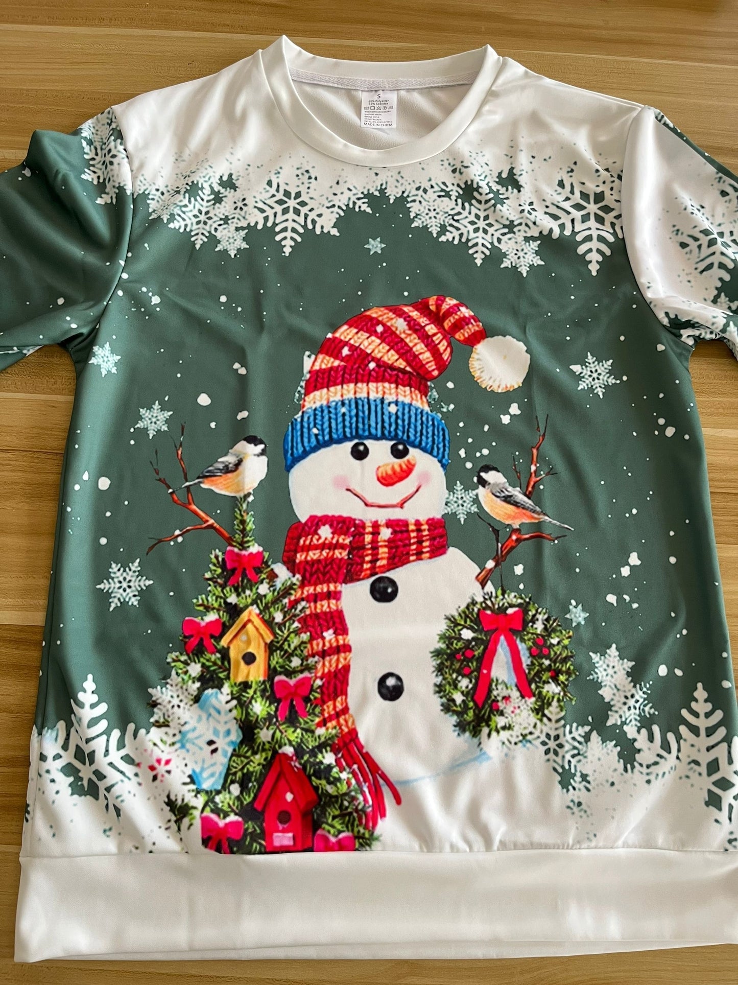 vlovelaw Christmas Snowman Printed Warm Sports Sweatshirts, Long-sleeved Round Neck Casual Sports Pullover Tops For Winter And Autumn, Women's Sporty Sweatshirts