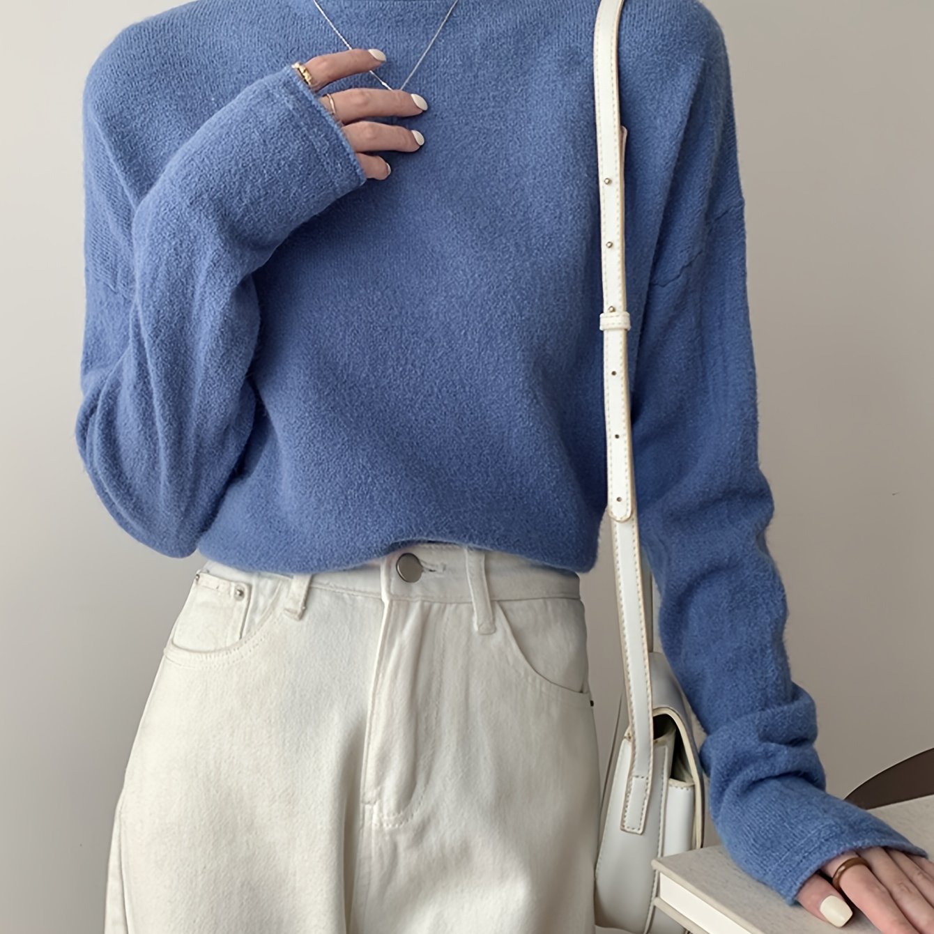 vlovelaw Solid Turtle Neck Pullover Sweater, Casual Long Sleeve Versatile Inner Wear Sweater, Women's Clothing