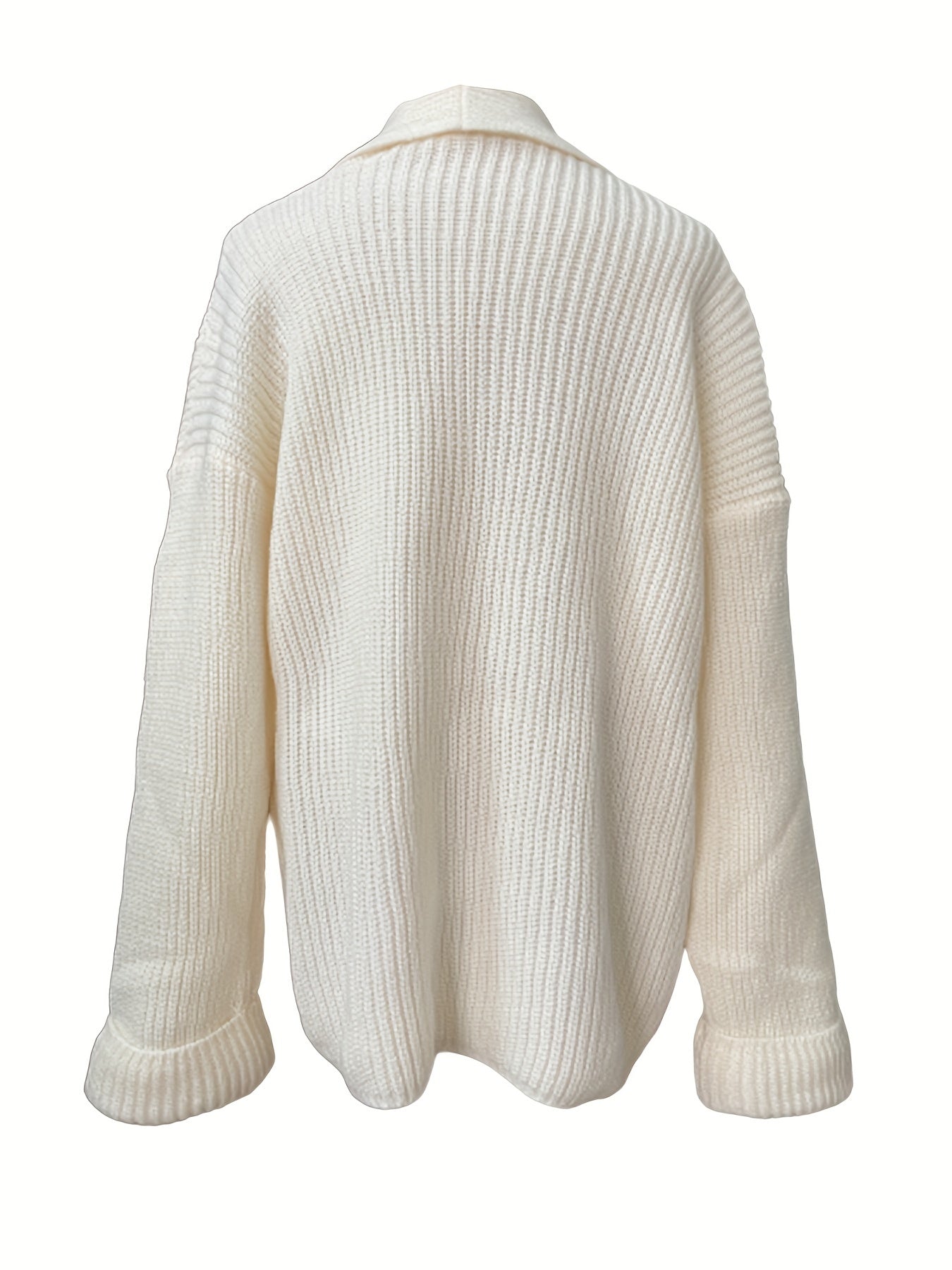 vlovelaw Solid Open Front Knit Cardigan, Casual Long Sleeve Drop Shoulder Sweater With Pocket, Women's Clothing