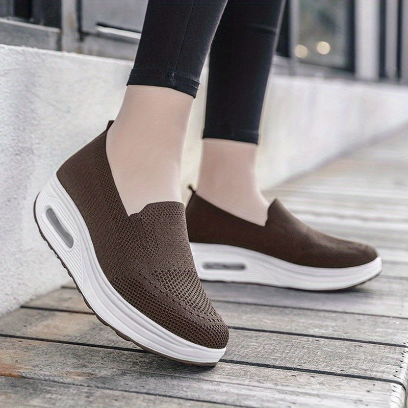 vlovelaw Women's Platform Sock Shoes, Air Cushion Slip On Low Top Shoes, Comfortable Walking Shoes