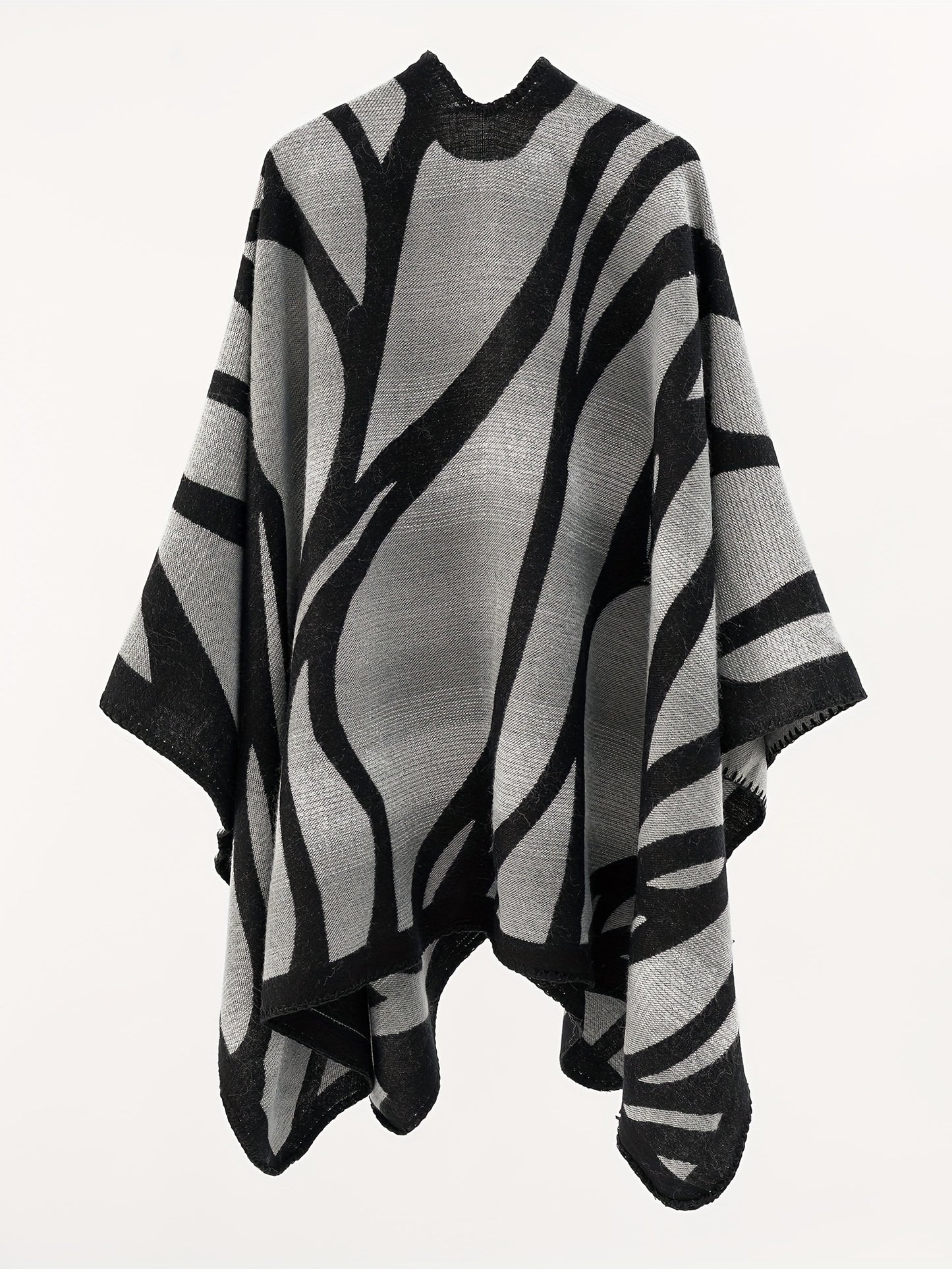 Abstract Print Tunics, Elegant Open Front Shawl Tops, Women's Clothing