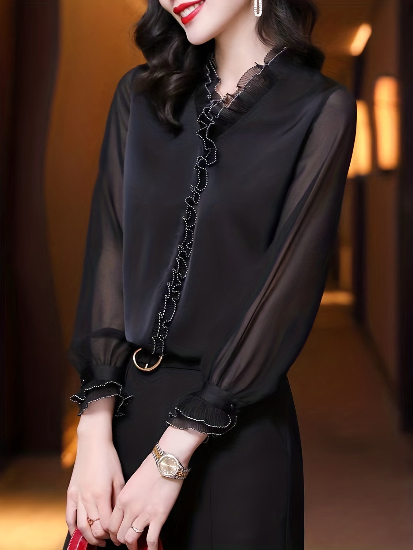 vlovelaw Long Sleeve Blouse, Elegant Casual Top, Women's Clothing