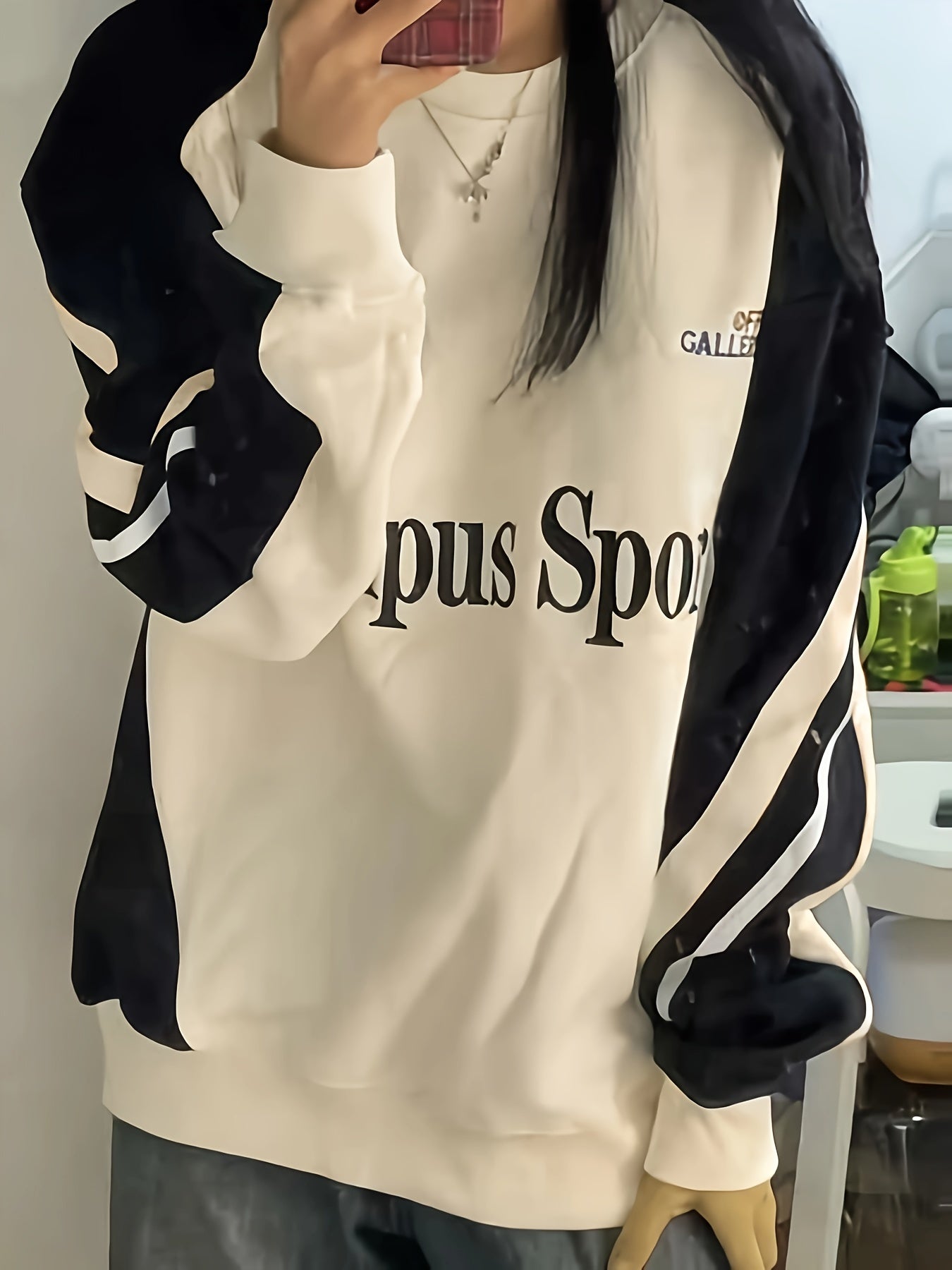 Y2K Streetwear Sweatshirt, Casual Raglan Sleeve Crew Neck Sweatshirt For Fall & Winter, Women's Clothing