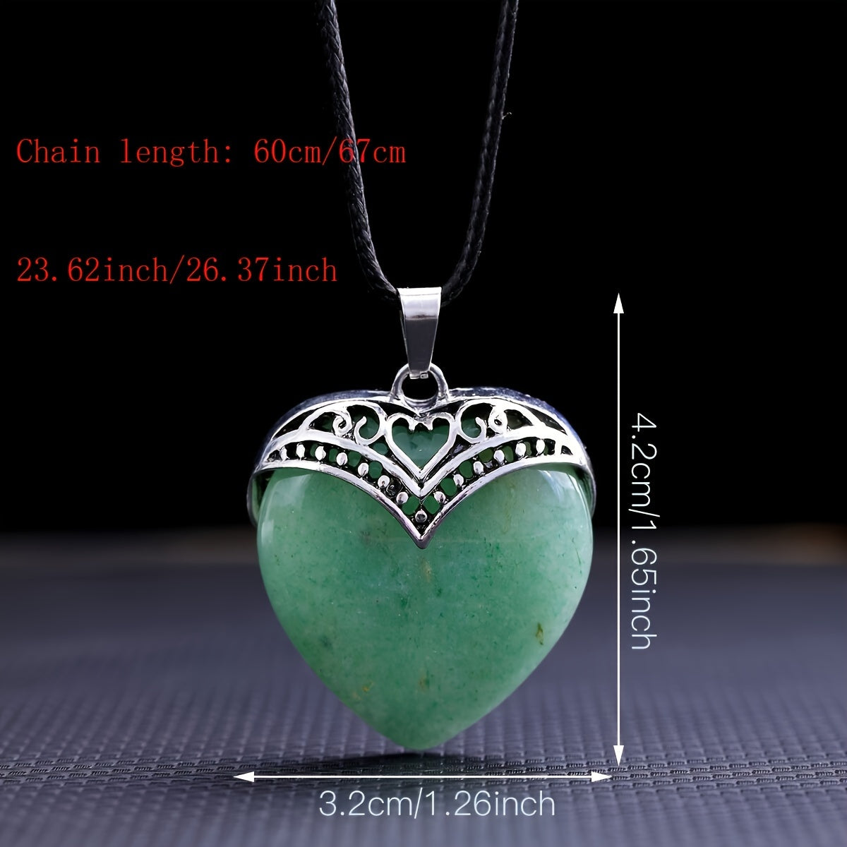 1PC Heart-Shaped Crystal Love Pendant - Healing & Meditation Necklace - Unisex Birthday Gift for Spiritual Enrichment