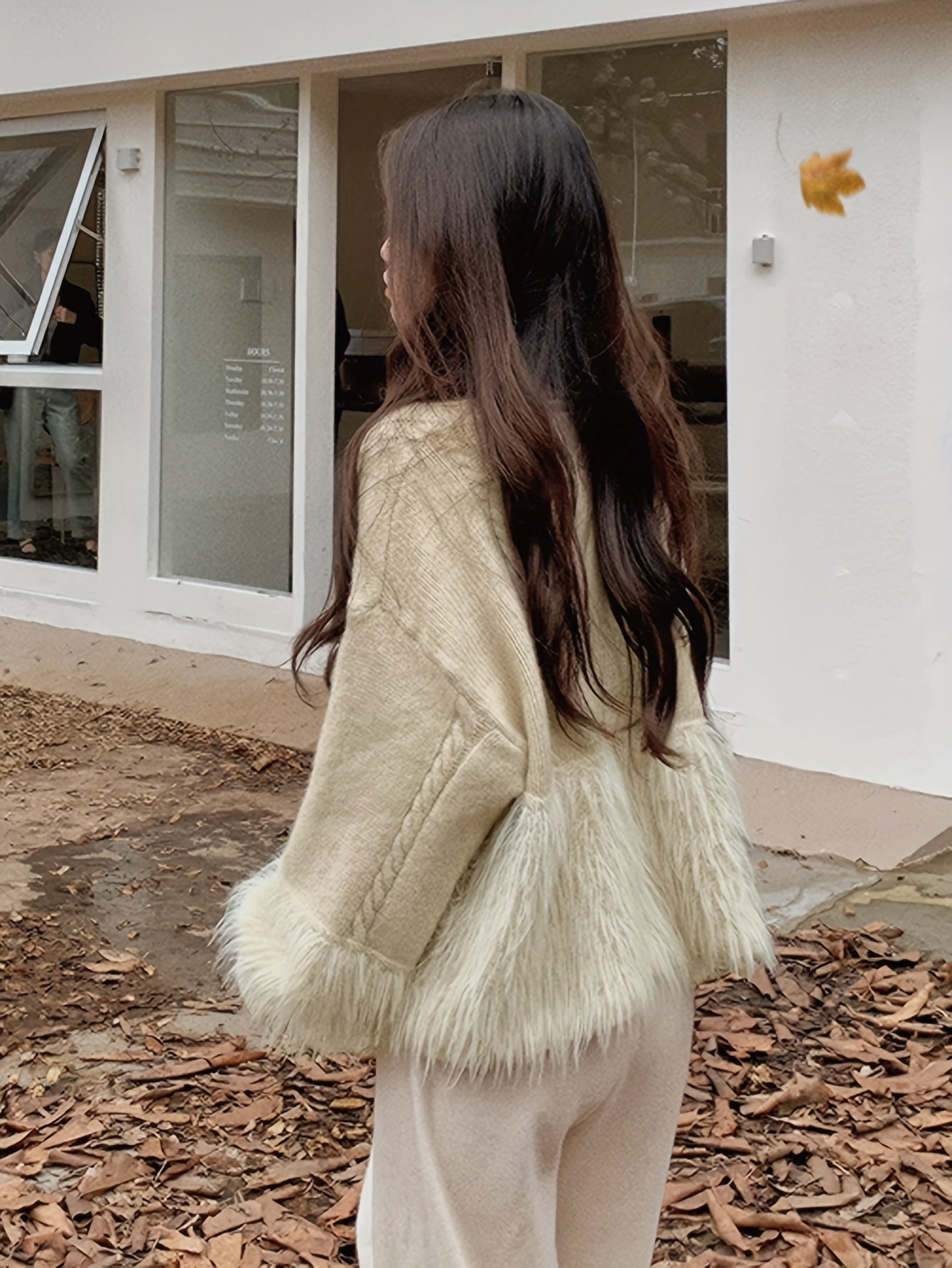 vlovelaw Faux Fur Decor Button Front Cardigan, Long Sleeve Cardigan For Fall & Winter, Women's Clothing