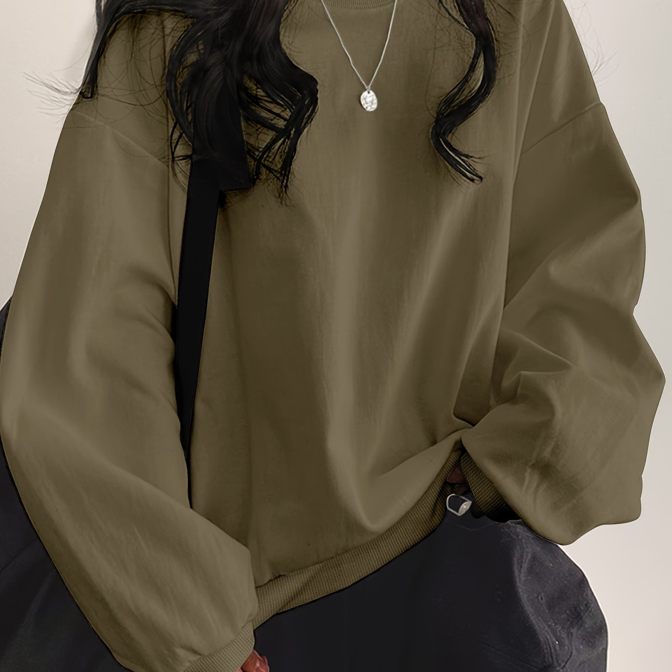 vlovelaw Solid Color Pullover Sweatshirt, Casual Long Sleeve Crew Neck Sweatshirt For Fall & Winter, Women's Clothing