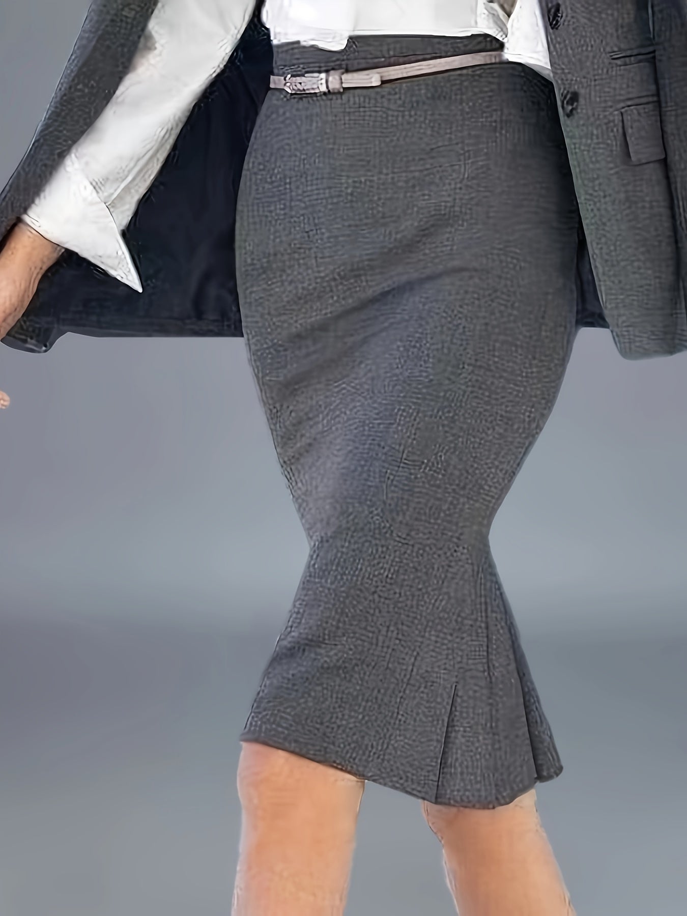 vlovelaw Solid Zip Back Skirt, Elegant High Waist Bodycon Skirt For Work & Office, Women's Clothing