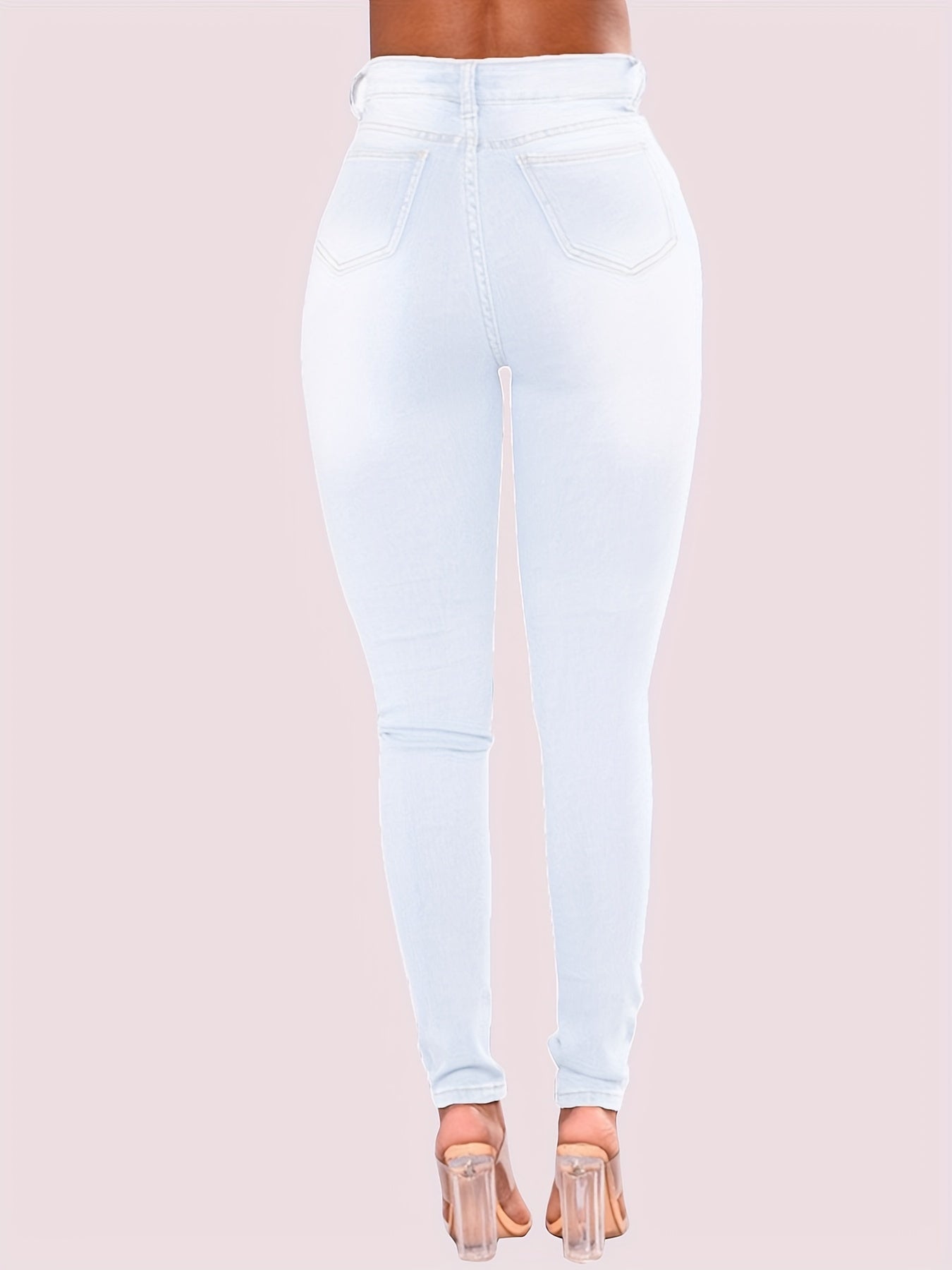 vlovelaw Stretchy High-Rise Blue Jeans, High Waist Ankle Length Pencil Jeans, Comfortable Pants To Wear Every Day, Women's Clothing & Denim