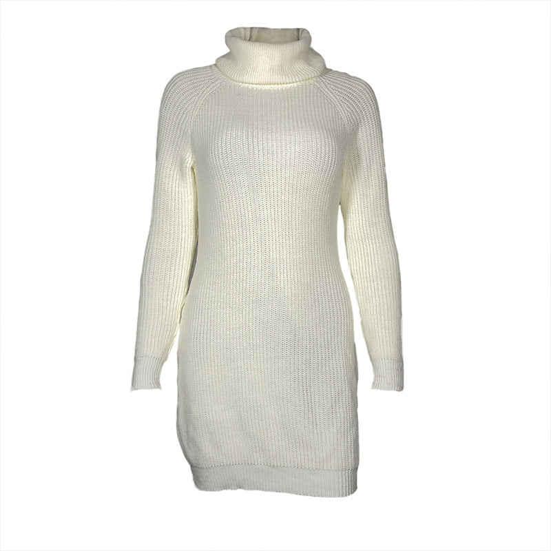 women's clothing autumn and winter popular high-necked pullover sweater skirt with knitted dress fashion long-sleeved women's sweater