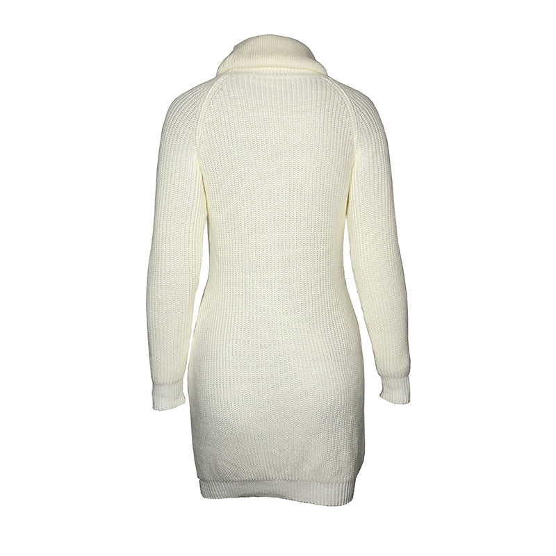 women's clothing autumn and winter popular high-necked pullover sweater skirt with knitted dress fashion long-sleeved women's sweater