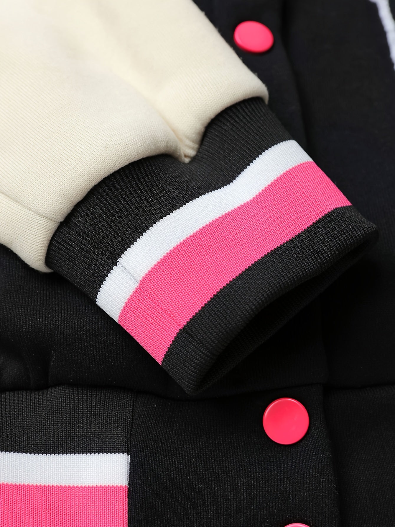 Letter Pattern Color Block Jacket, Versatile Single Breasted Long Sleeve Bomber Jacket, Women's Clothing