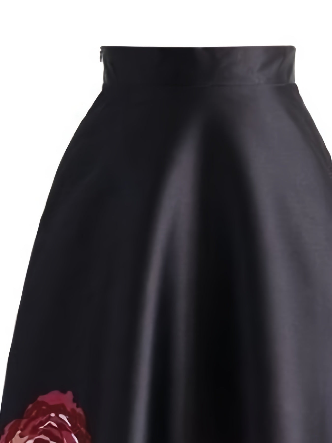 Plus Size Elegant Skirt, Women's Plus Floral Print High Rise Non-stretch A-line Maxi Skirt