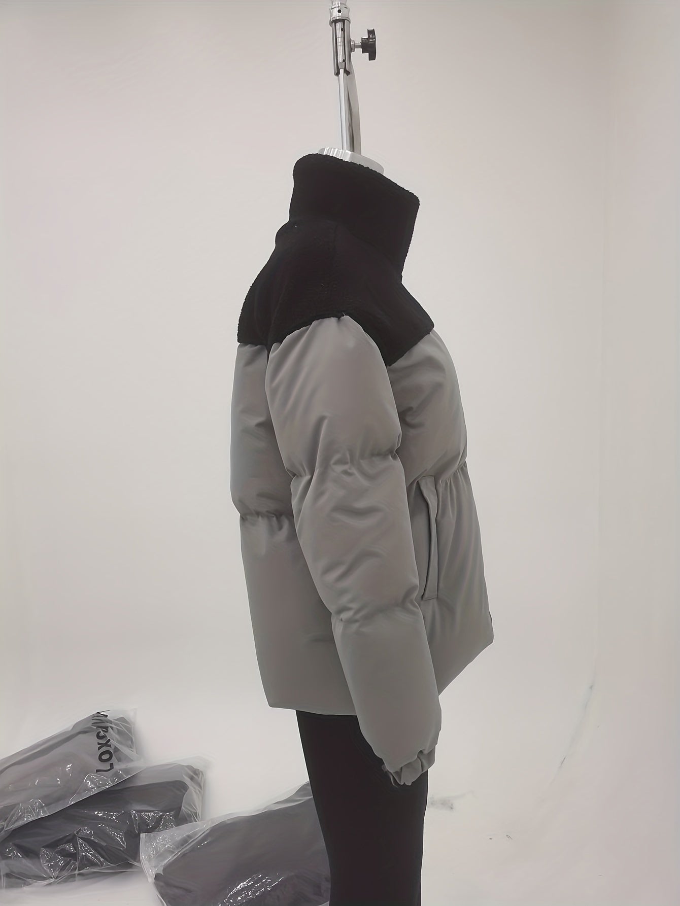 Color Block Zip Up Warm Coat, Casual Long Sleeve Winter Outerwear, Women's Clothing