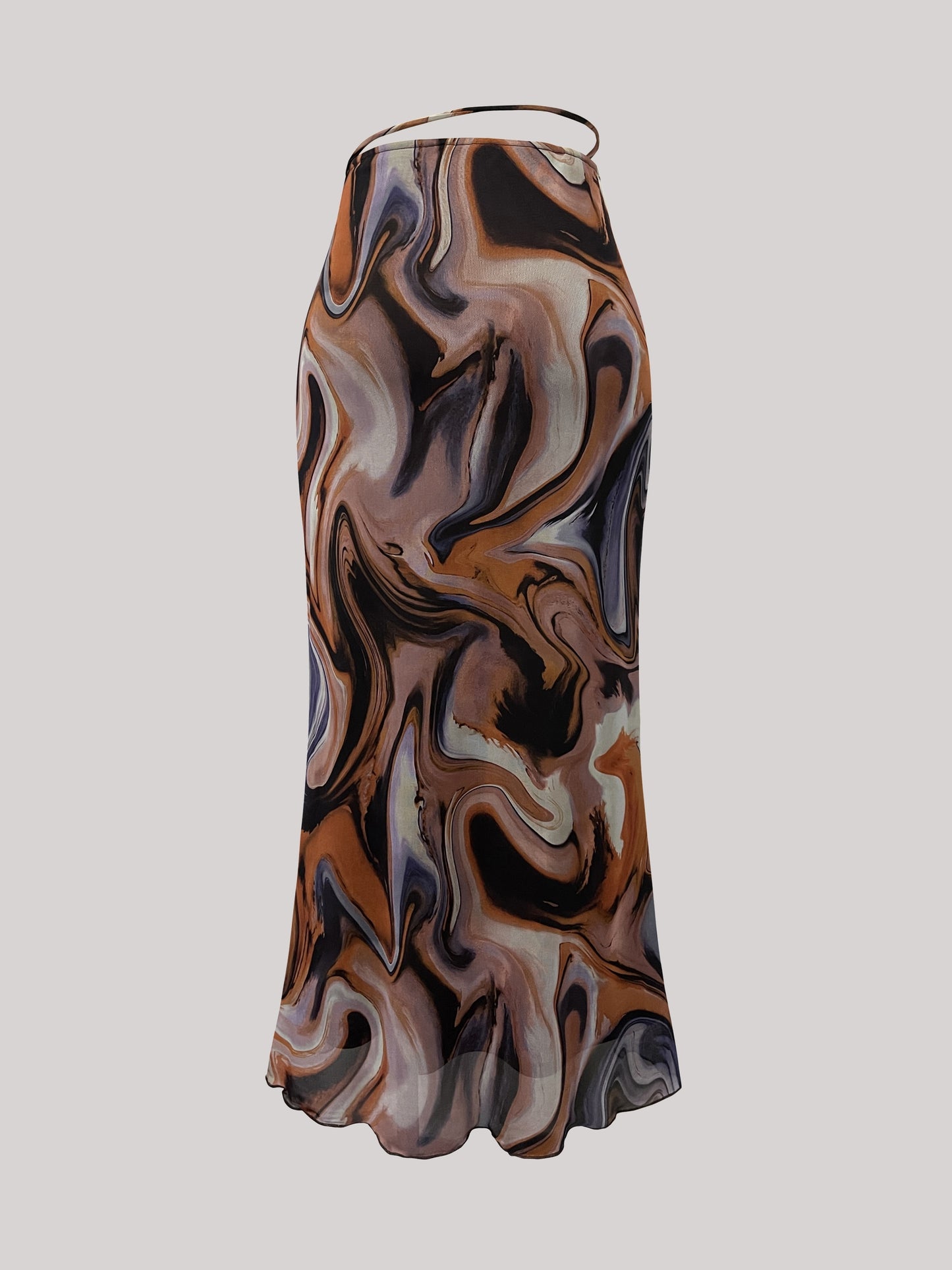 All Over Print Tie Waist Mesh Skirt, Casual Skirt For Spring & Summer, Women's Clothing